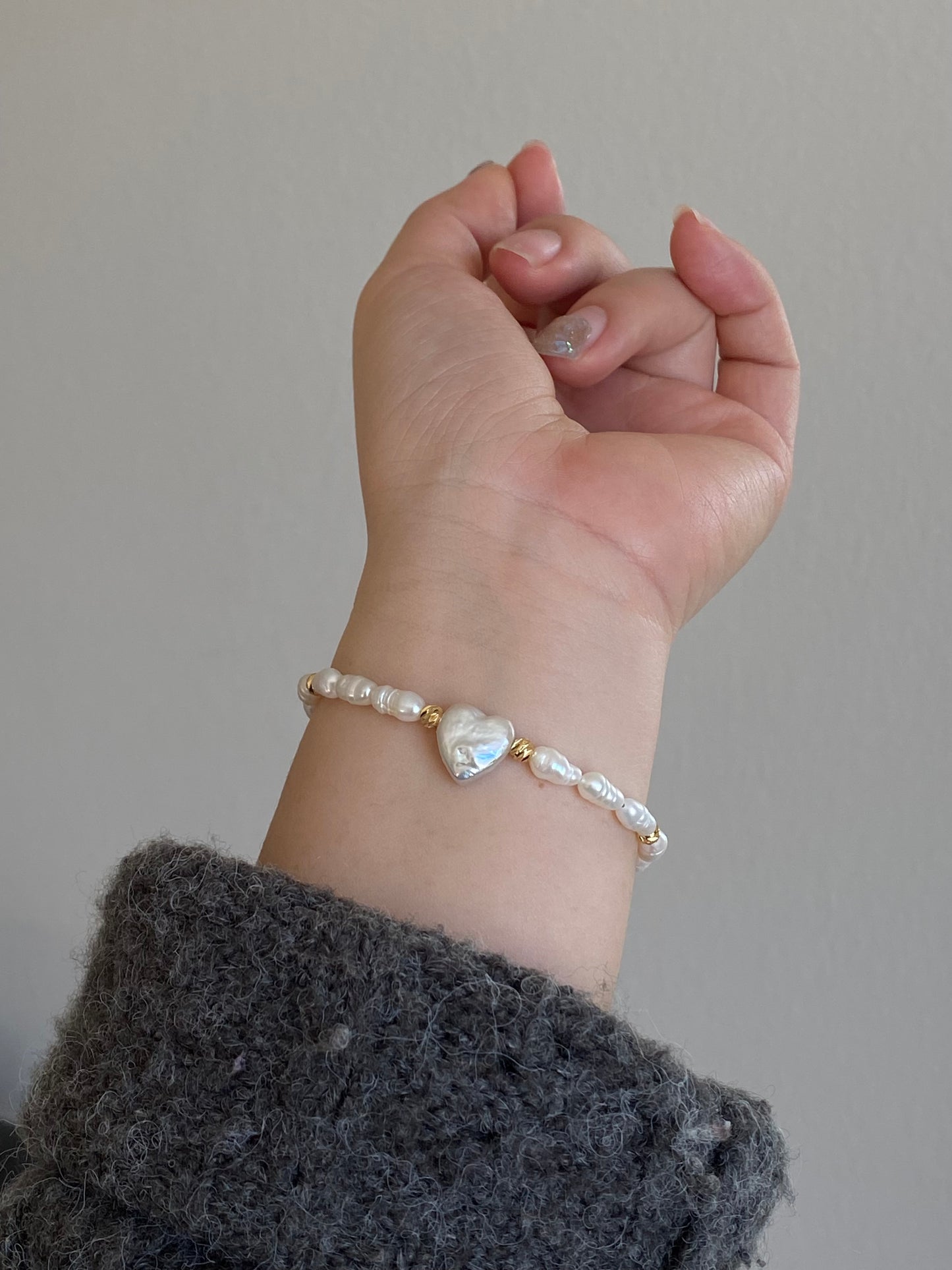 Minimalism Baroque Pearl Heart Cross Bracelet Convertible Choker Necklace Dainty Layering Jewelry gift for her shower gift elegant bracelet