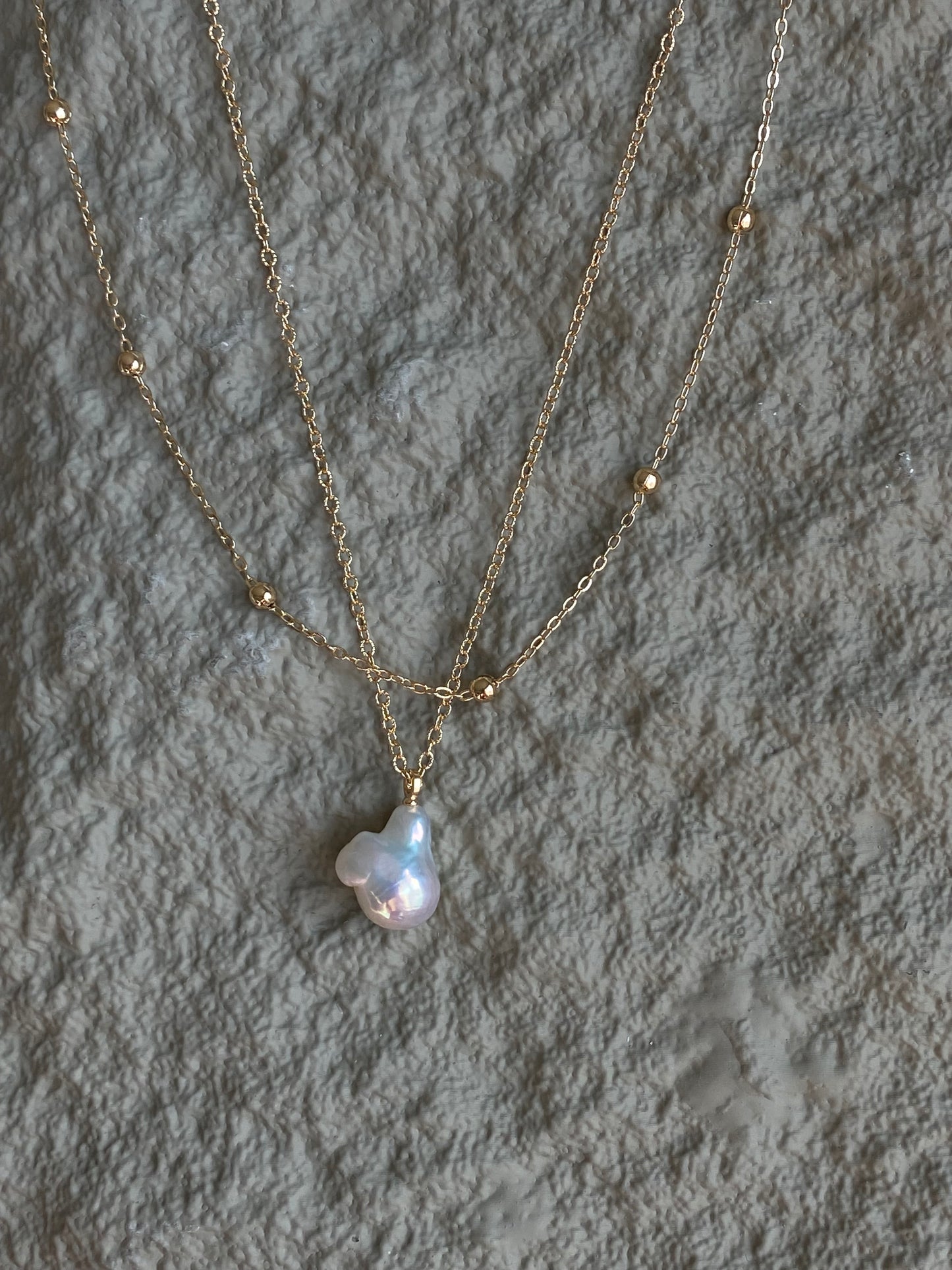Minimalist Baroque Pearl Simple Necklace - Elegant Gold Chain Necklace Dainty Layering Necklace - Wedding Jewelry Gift for Her