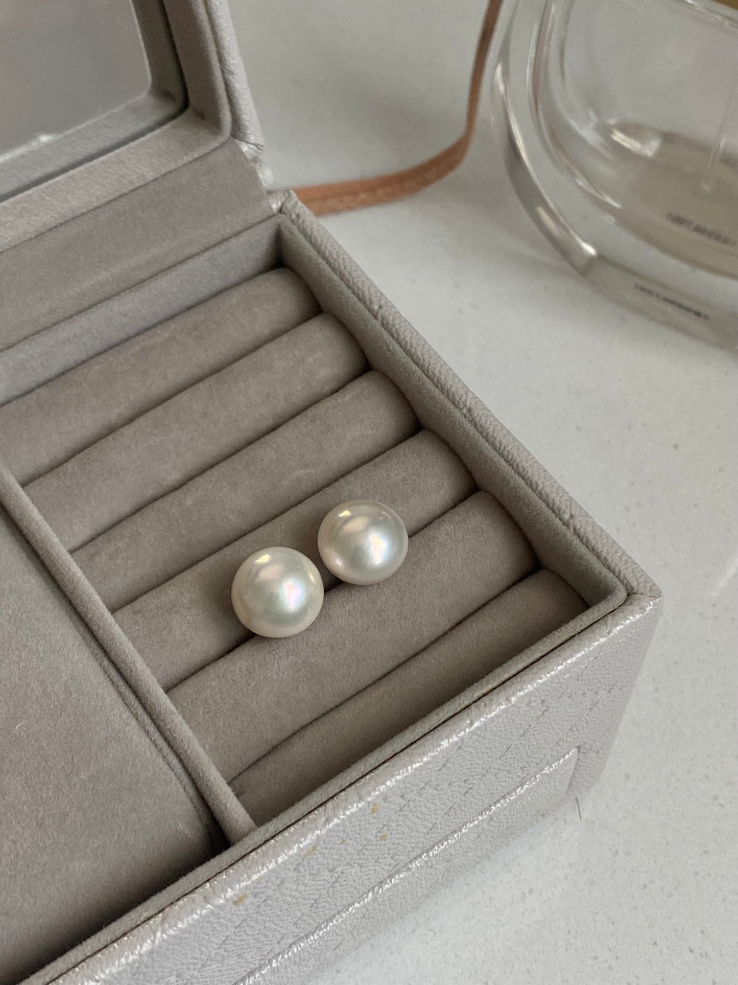 11mm+ Minimalist Large Pearl Stud Earrings Classic Freshwater Pearl Jewelry Elegant Statement Earrings gift for Mom anniversary gift