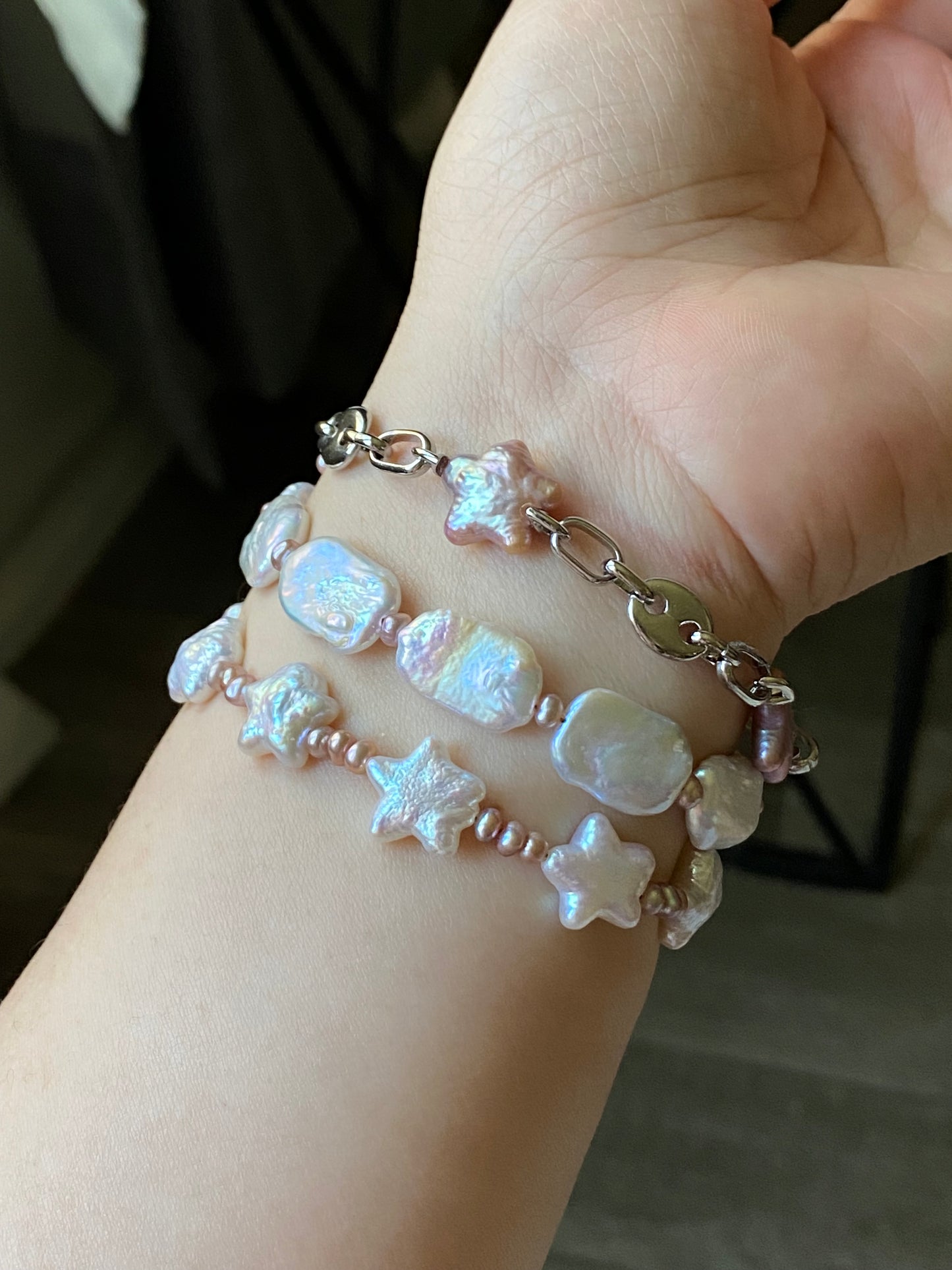 2-in-1 Baroque Square Star freshwater Pearl Bracelet Convertible Bracelet to Necklace Fairycore Layered Jewelry Bridesmaid gift for her