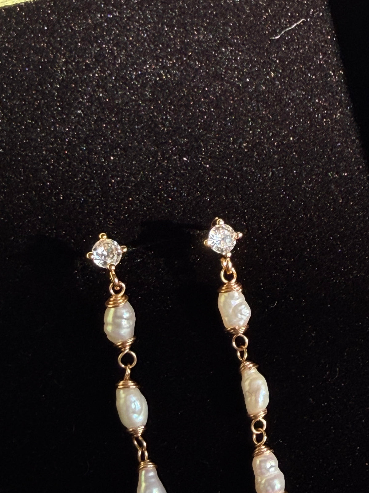 Letitia Linear Baroque Pearl Dangle Earrings