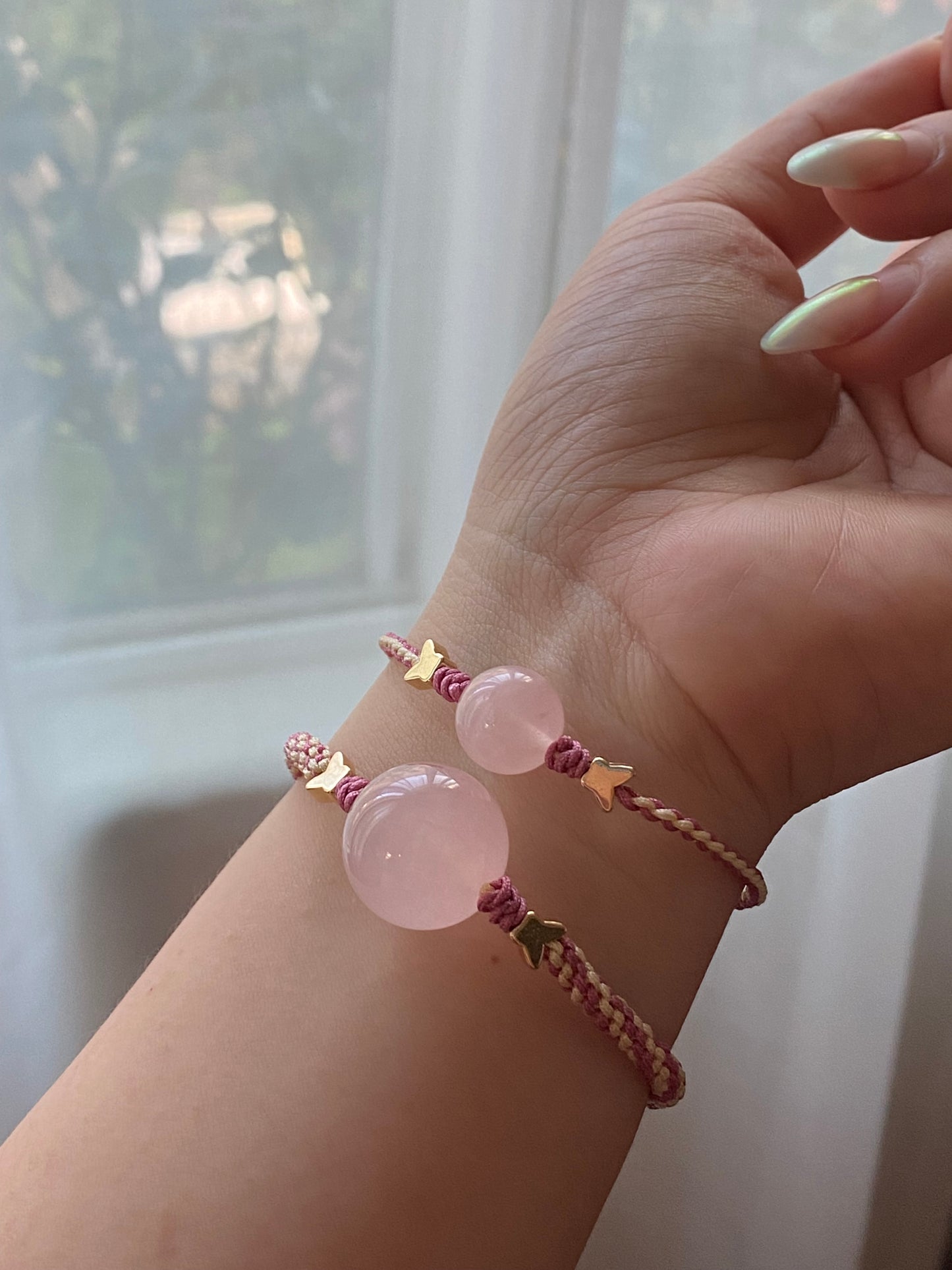 Natural Rose quartz Adjustable bracelet for Love gift for her Valentine's Day gift present full of love and blessings