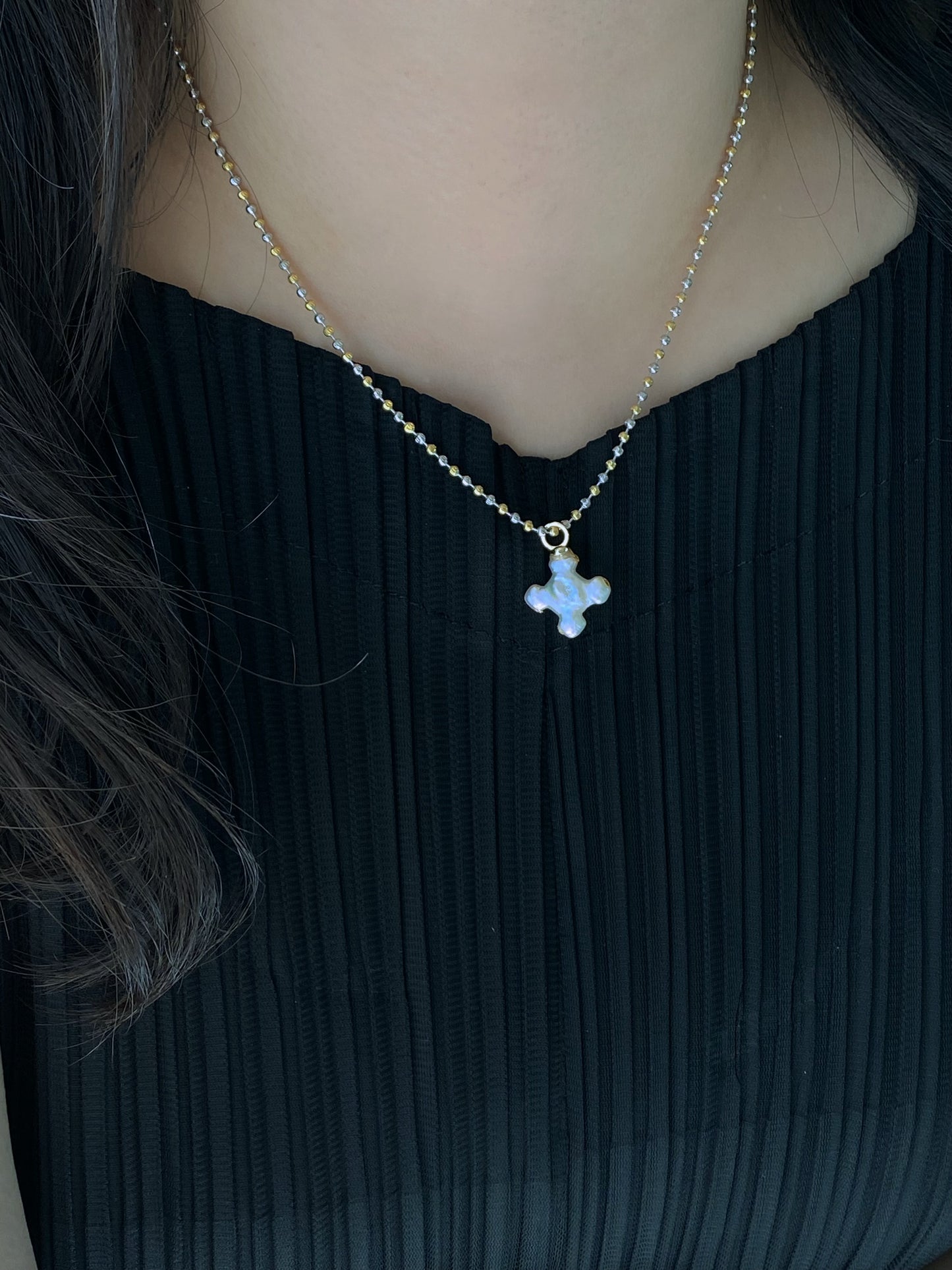 Dainty Petal Cross Pearl Earrings 3 in 1 | Baroque Pearl Pendant | Zircon Stud or Gold Hoop | Bridesmaid Gift for Her love gift