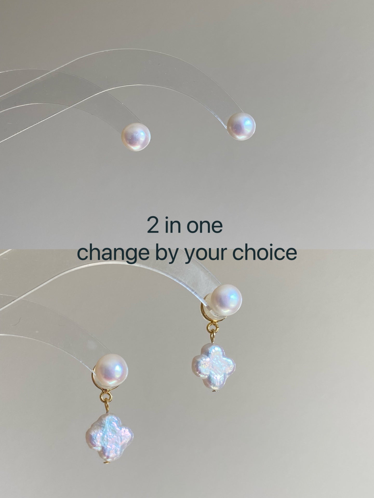 2-in-1 customizable Baroque Pearl dangle earring dainty elegant earring Bridesmaid Gift for her unique handmade earring birthday earring