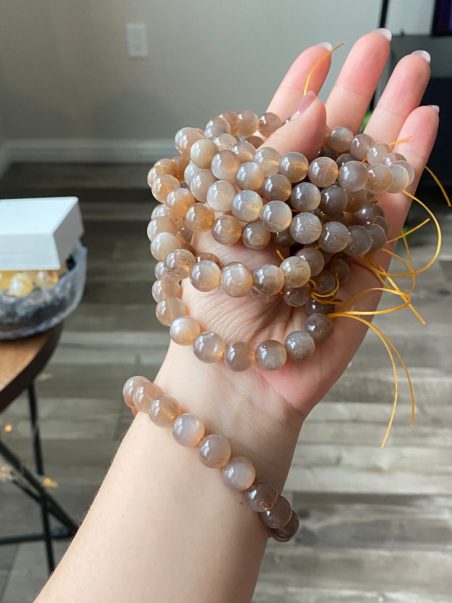 High Rare Gem Grade Gold Skeletal/Elestial Quartz Crystal Illuminate Fire Bracelet