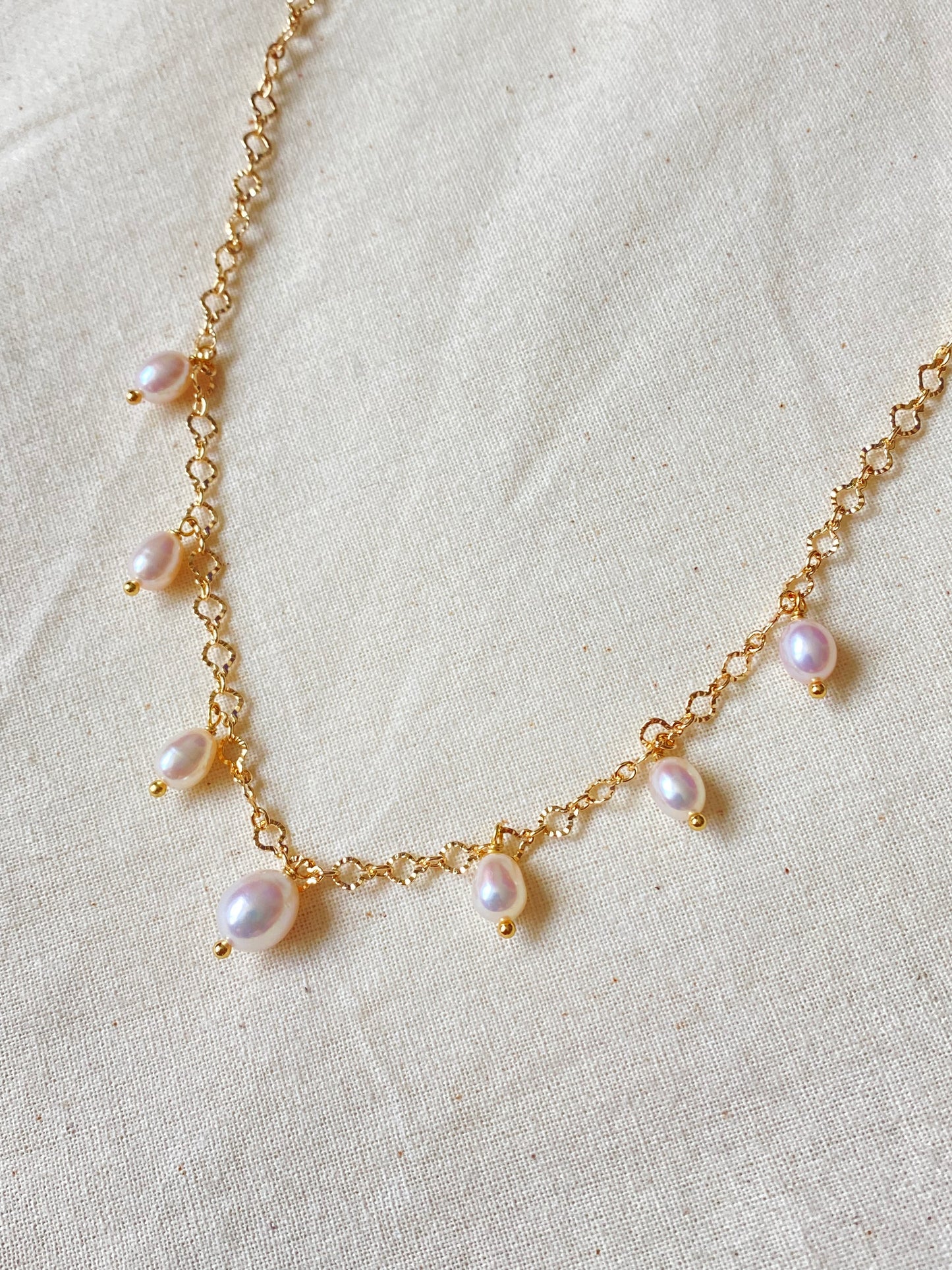 Princess Lace Pearl Necklace Dainty Freshwater Pearl Drop Necklace Elegant Romantic Gold Choker Handmade Bridal Jewelry Gift for Her