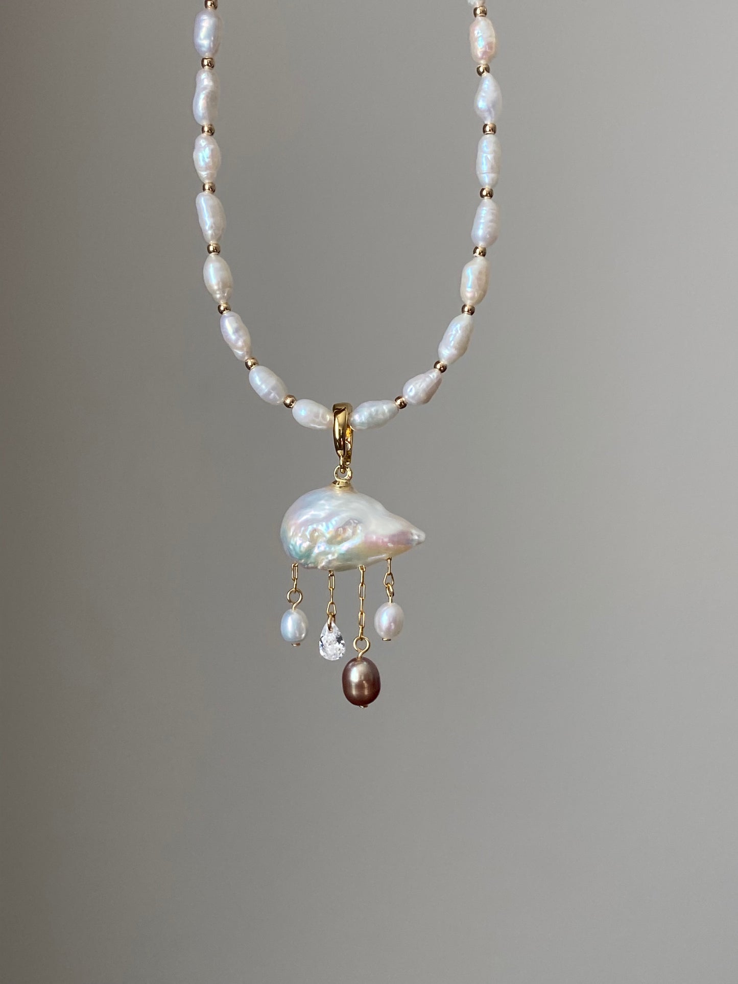 Fancy fun Cloudy and rain drop baroque pearls stud earring-gift for her,birthday gift-Hand pick each pieces