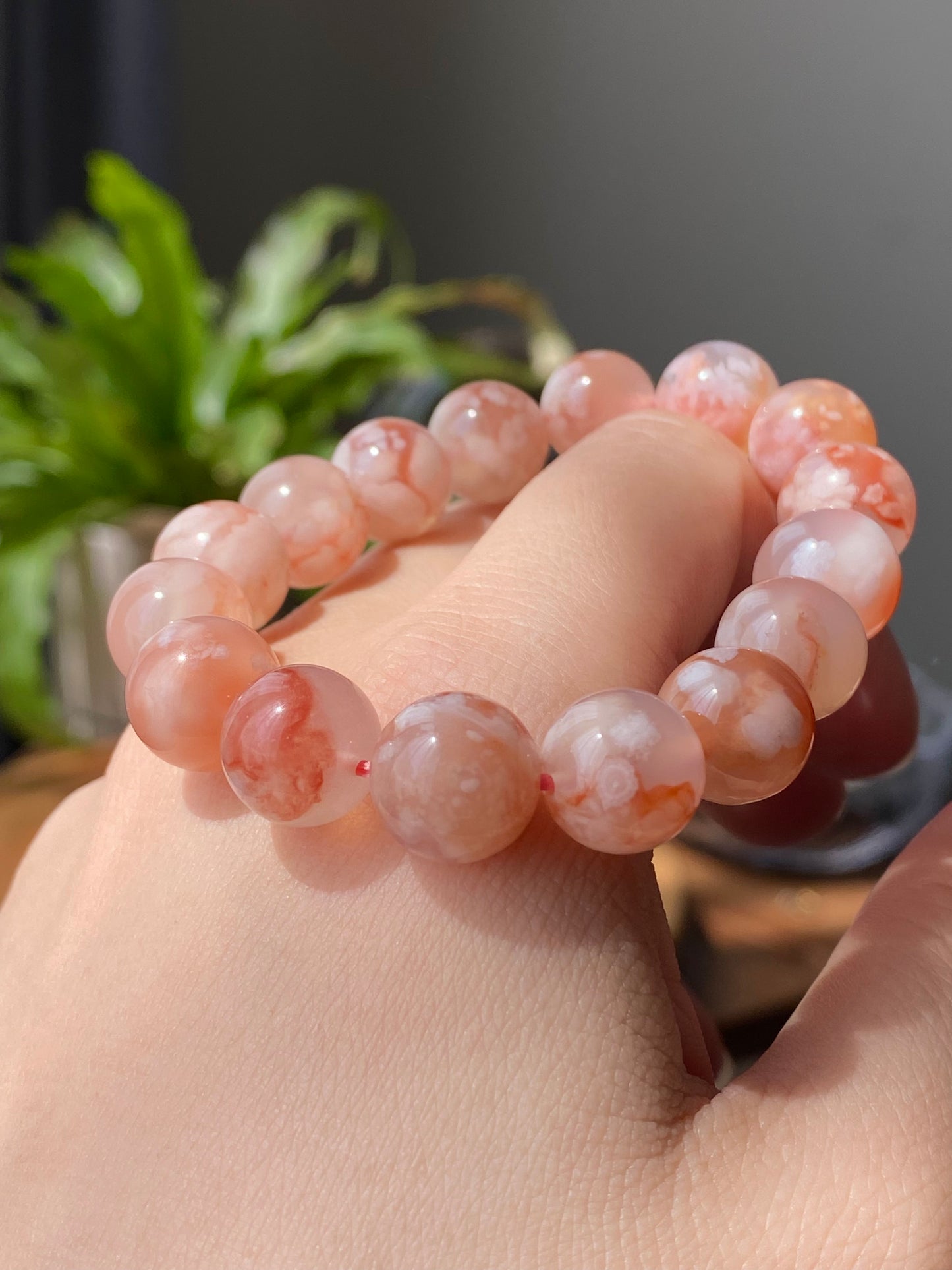 High end grade red tone clear clean flower agate smooth polish round cherry blossom agate,gift for her