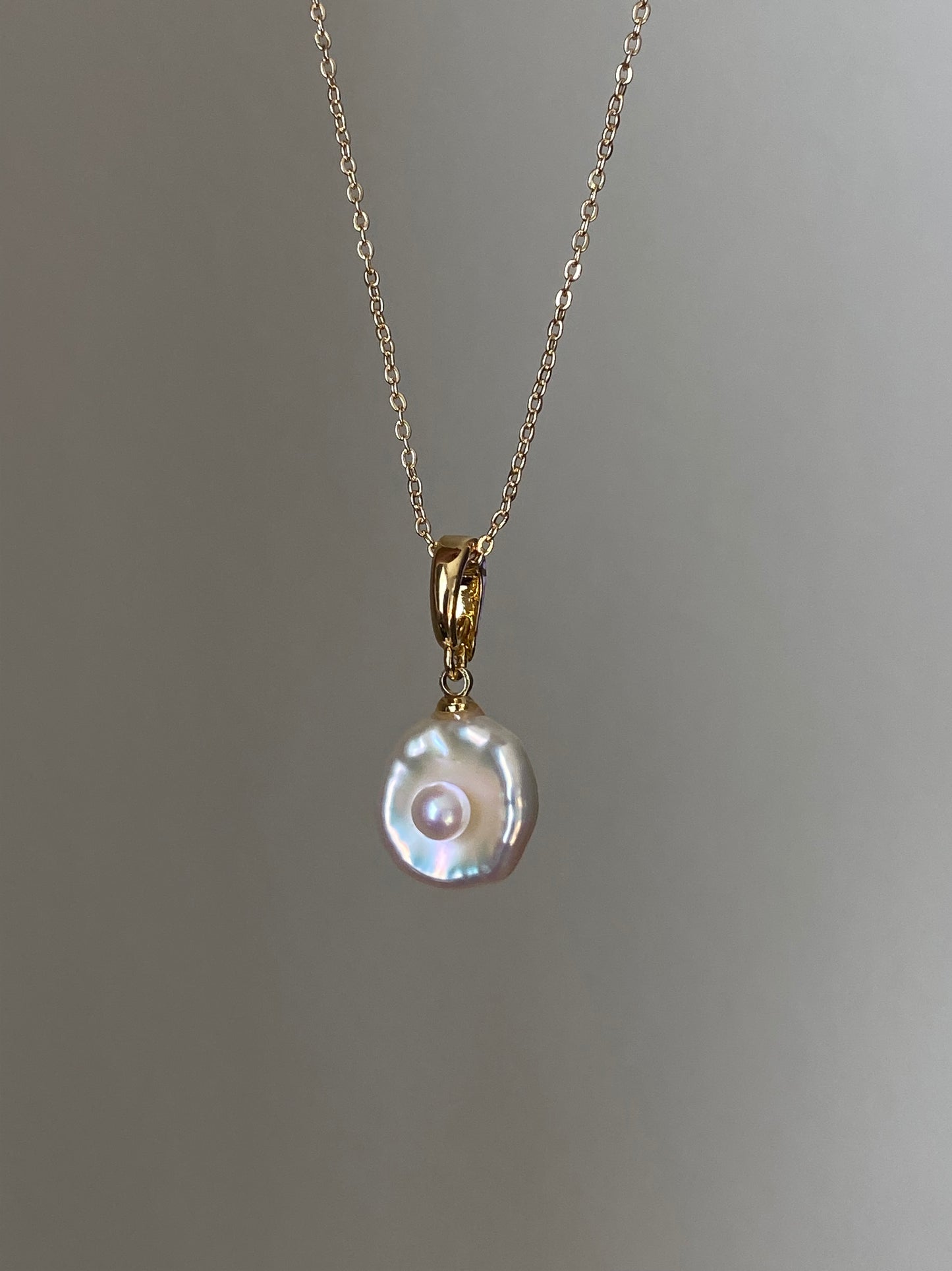 Unique Handmade Baroque Pearl Fried Egg Pendant – Removable Universal Charm for Necklace