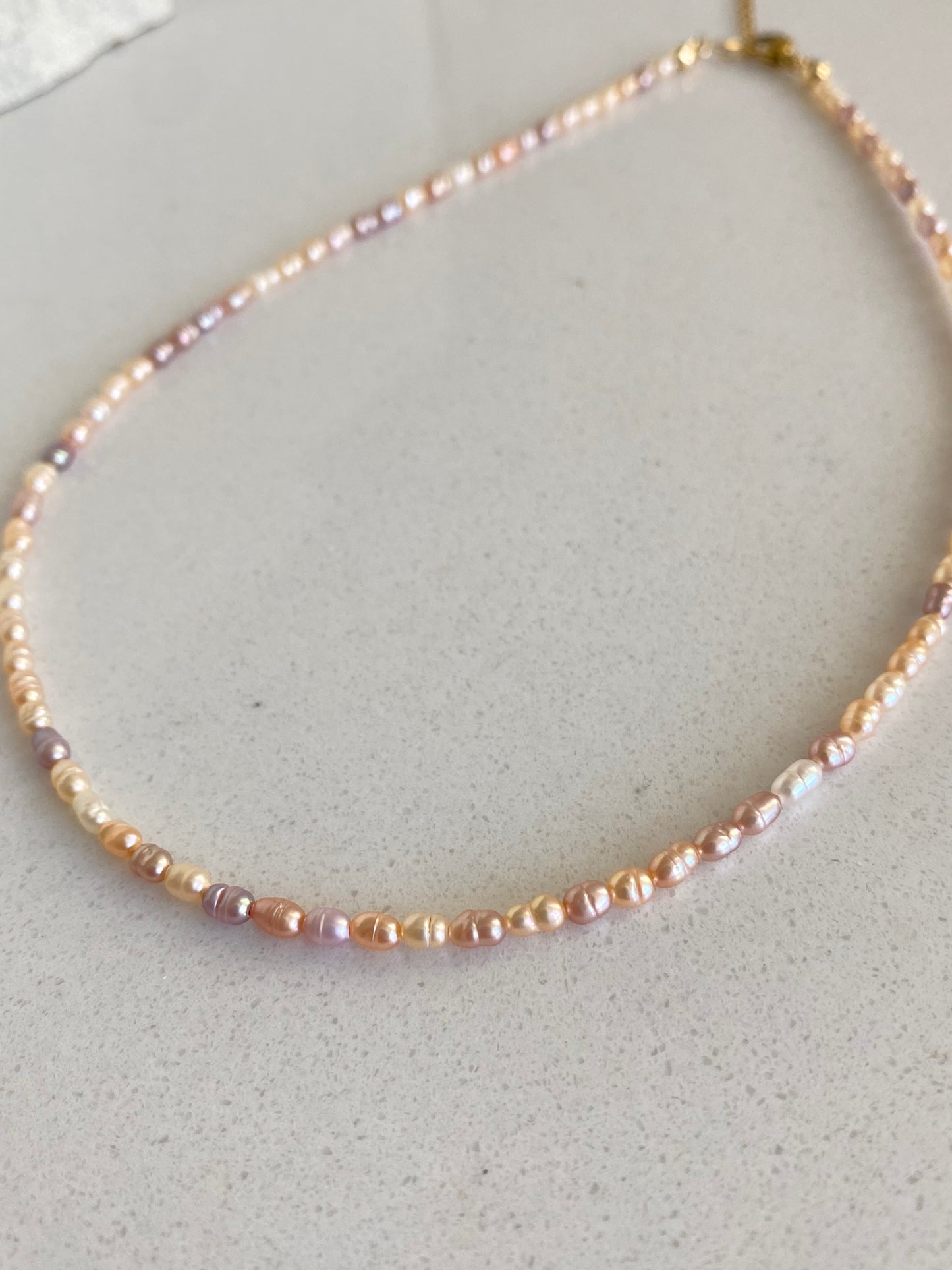 Natural Rice pearl 2-3mm Minimalist Maillard Color Rice Pearl chocker Necklace