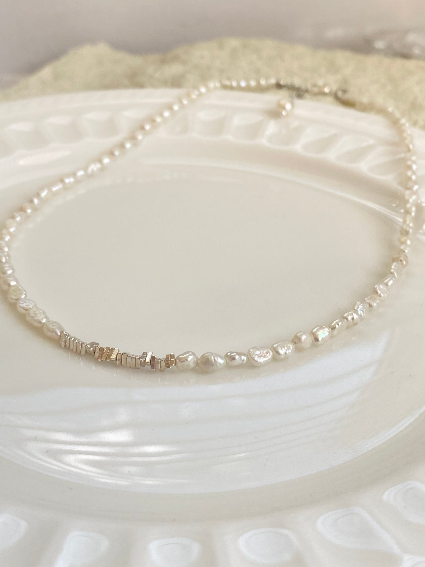 Elegant Keshi Pearl Necklace, 3mm+ Freshwater Pearls with Sterling Silver Necklace Dainty Minimalist Layering Necklace, Gift for Her