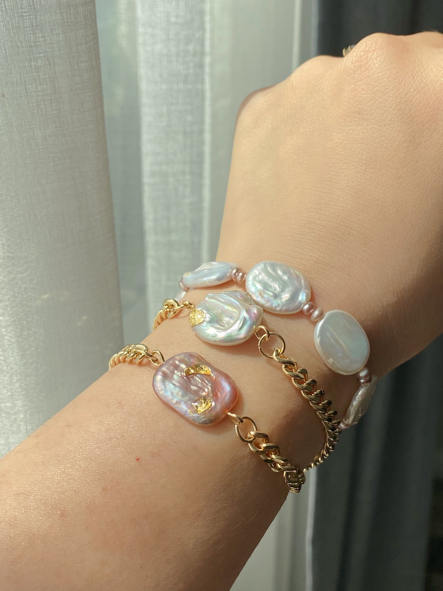 Baroque Pearl Bracelet | Chunky Gold Chain