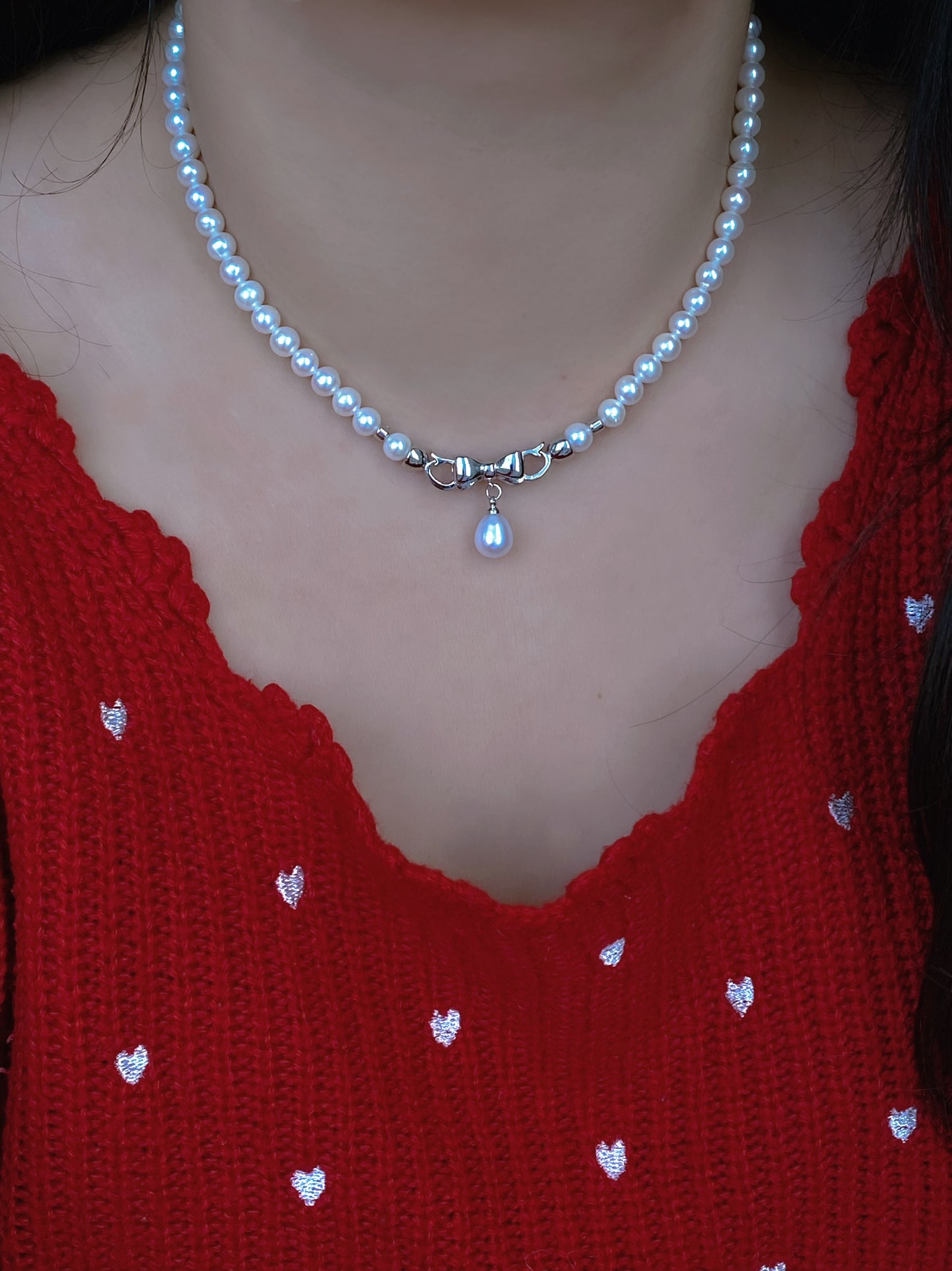 Multi-Functional Pearl Necklace with Detachable Bow Pendant, Classic Freshwater Pearls, Elegant Jewelry for Women, Gift for Her
