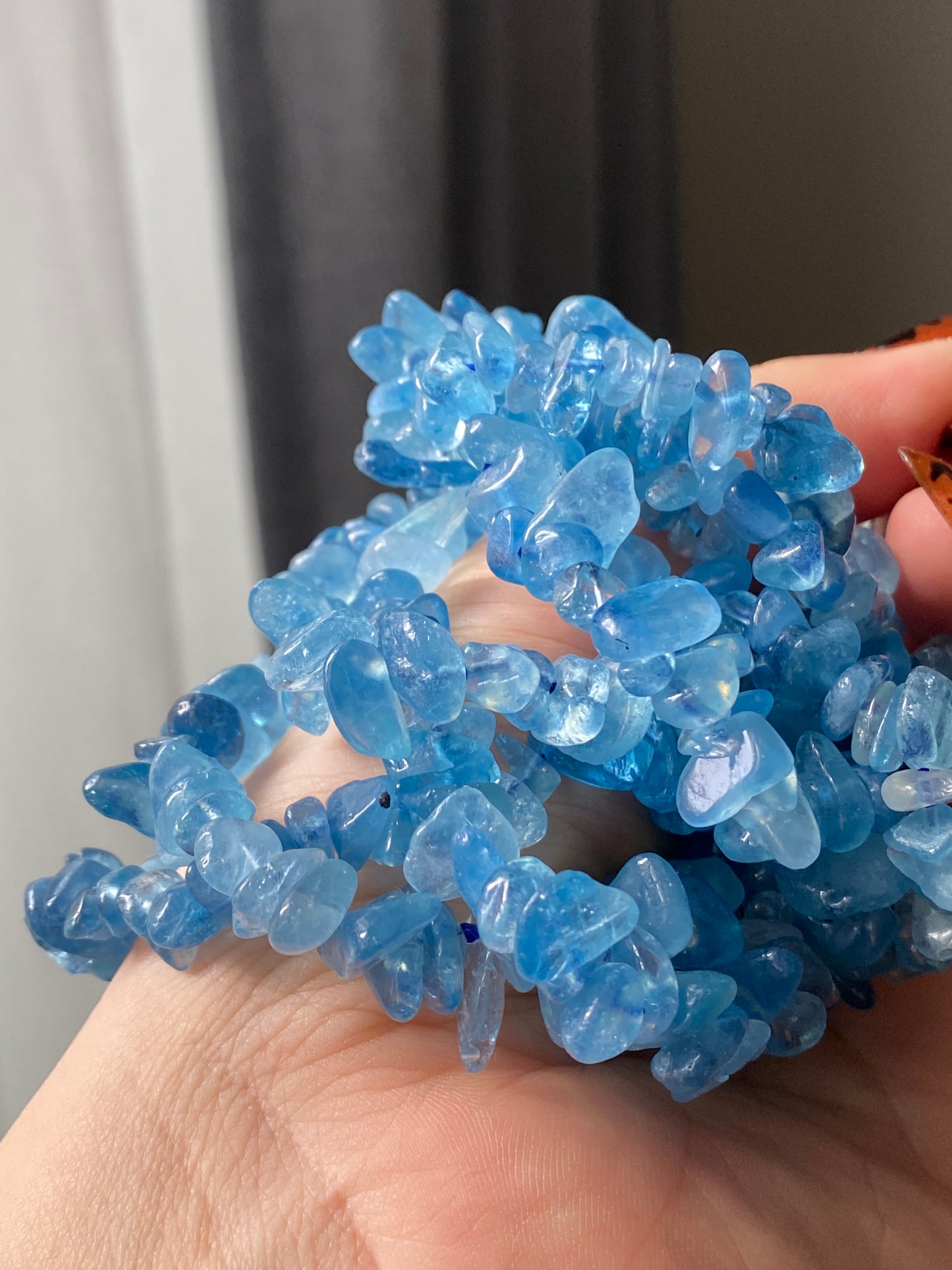 Ocean Blue Natural Aquamarine Raw nuggets handmade bracelet natural gemstone bracelet birthday stone gift for her Calm & Positive Energy