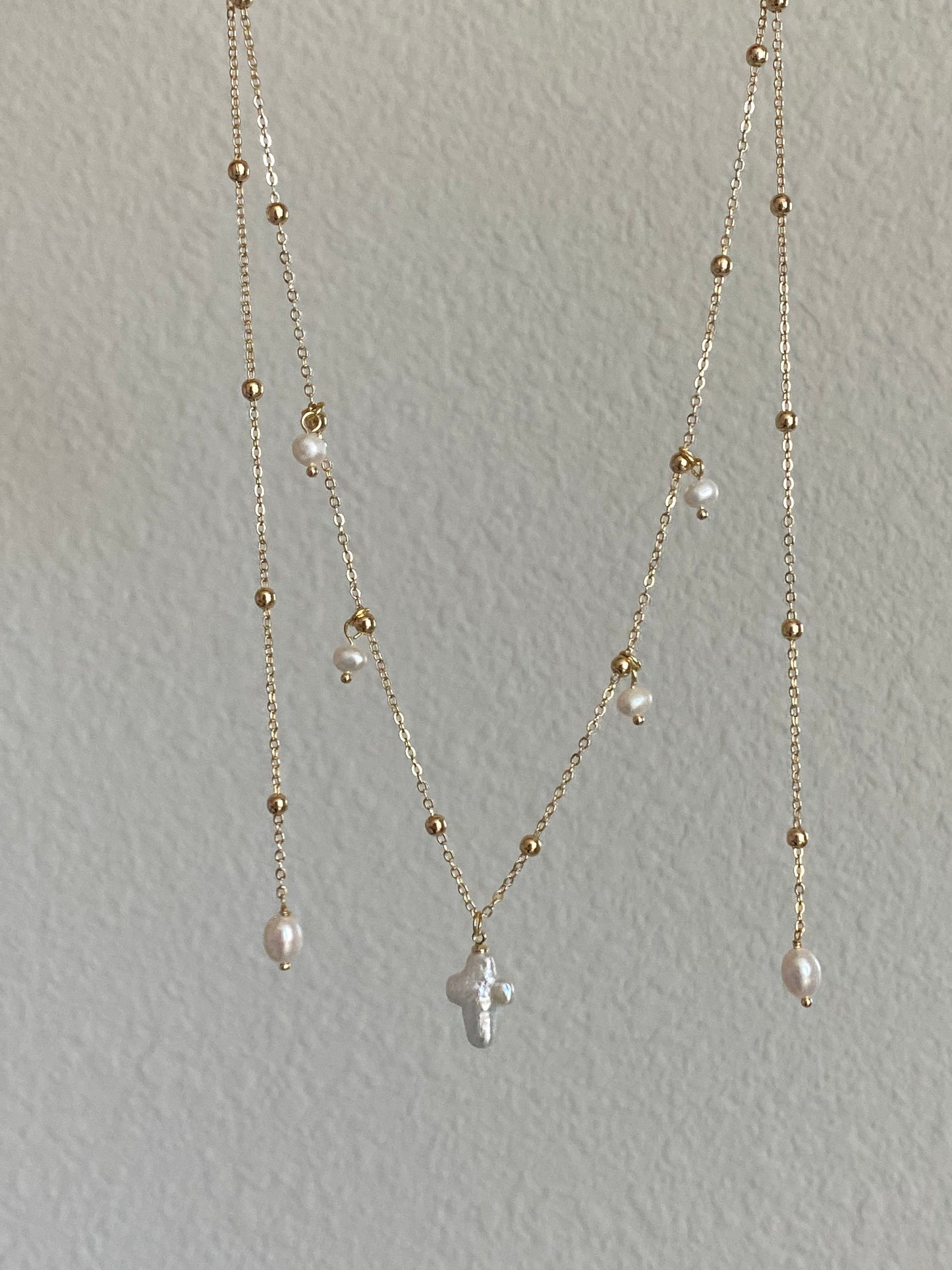 Best gift Minimalist Cross Pearl Pendant Necklace Versatile and Stylish Gift for her Christmas gift