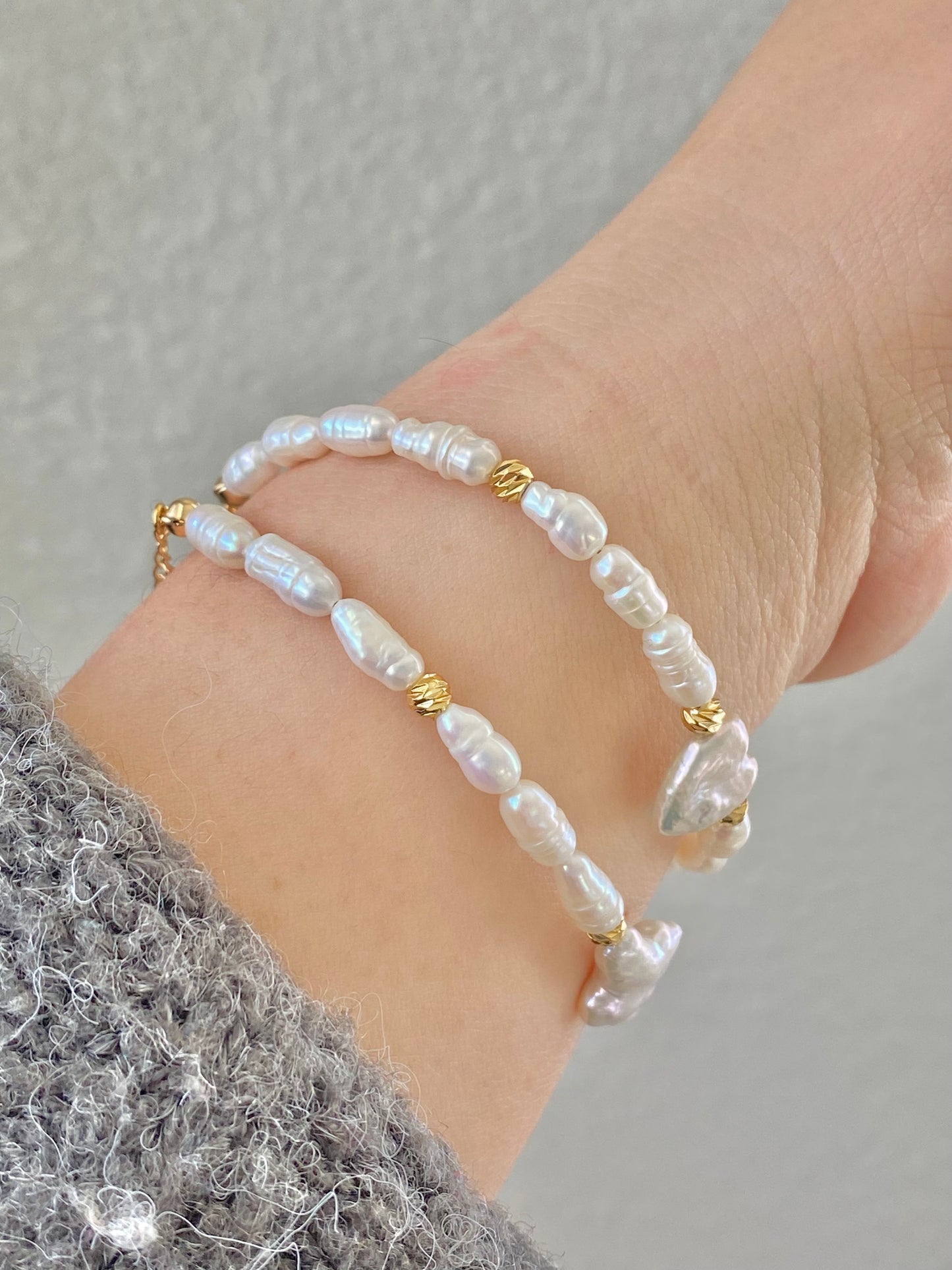 Minimalism Baroque Pearl Heart Cross Bracelet Convertible Choker Necklace Dainty Layering Jewelry gift for her shower gift elegant bracelet