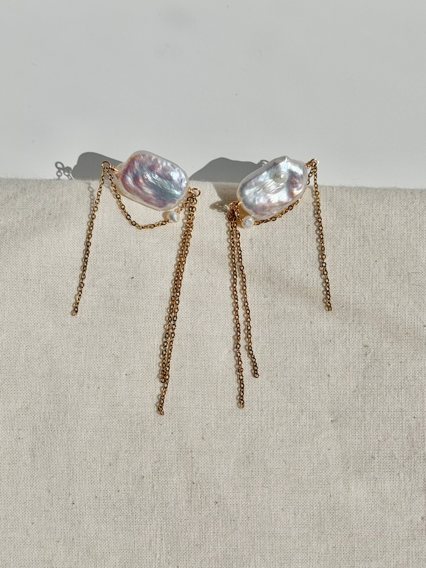 ASTRAEA Baroque Rectangle Pearl Tassel Earrings