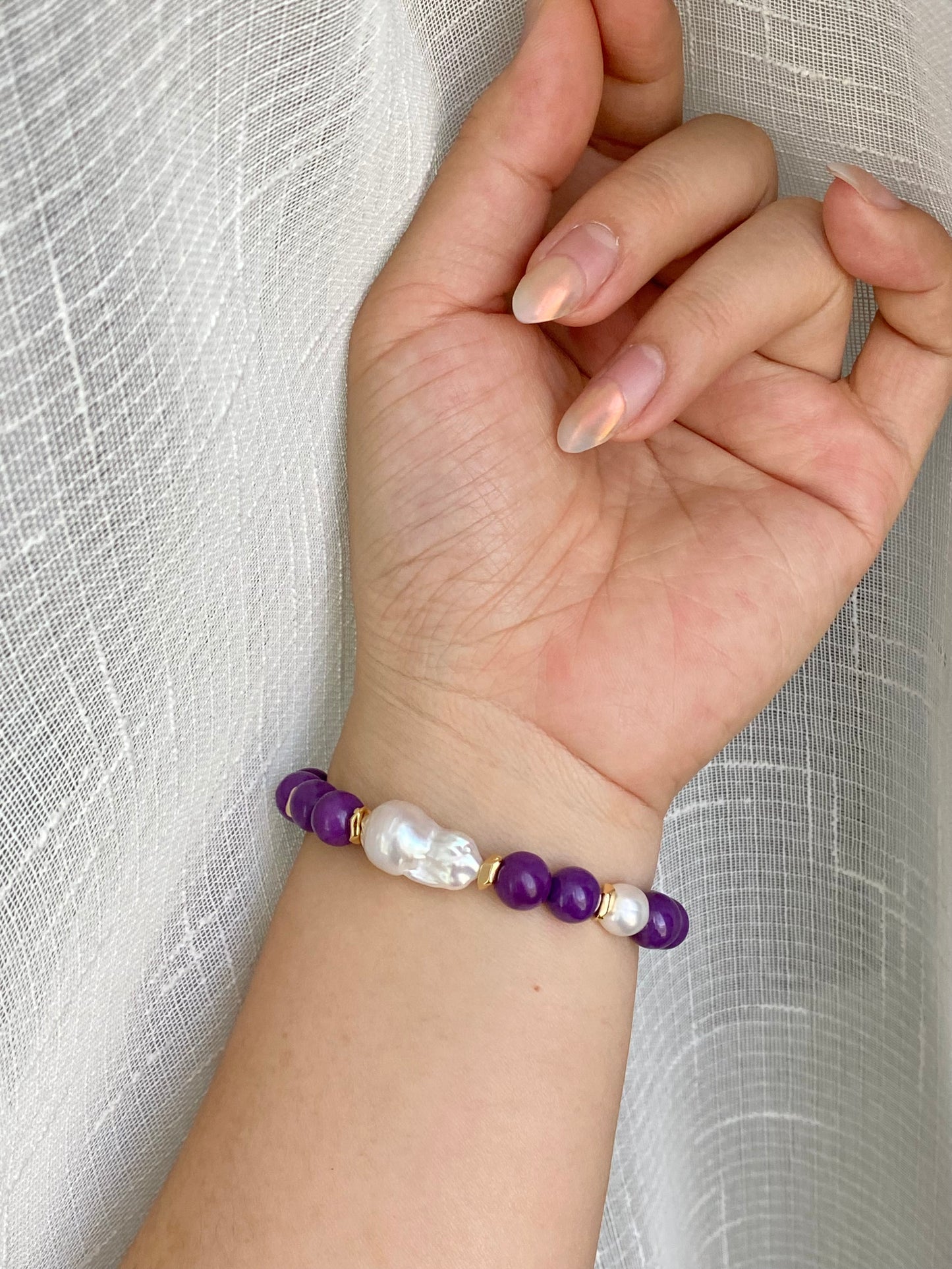 Freshwater fireball baroque Pearl Crystal Bracelet Elegant Purple Love Bracelet gift for her birthday gift Valentine‘s gift