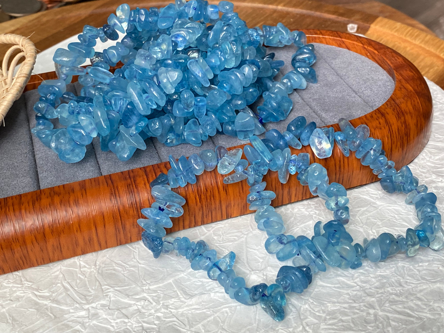 Ocean Blue Natural Aquamarine Raw nuggets handmade bracelet natural gemstone bracelet birthday stone gift for her Calm & Positive Energy