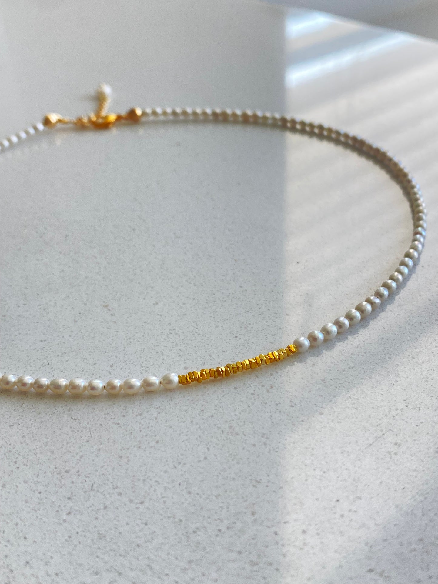 Elegant Tiny seed Pearl Necklace, 2mm+ Freshwater Pearls gold plated Silver Necklace Dainty Minimalist Layering Necklace gift for her