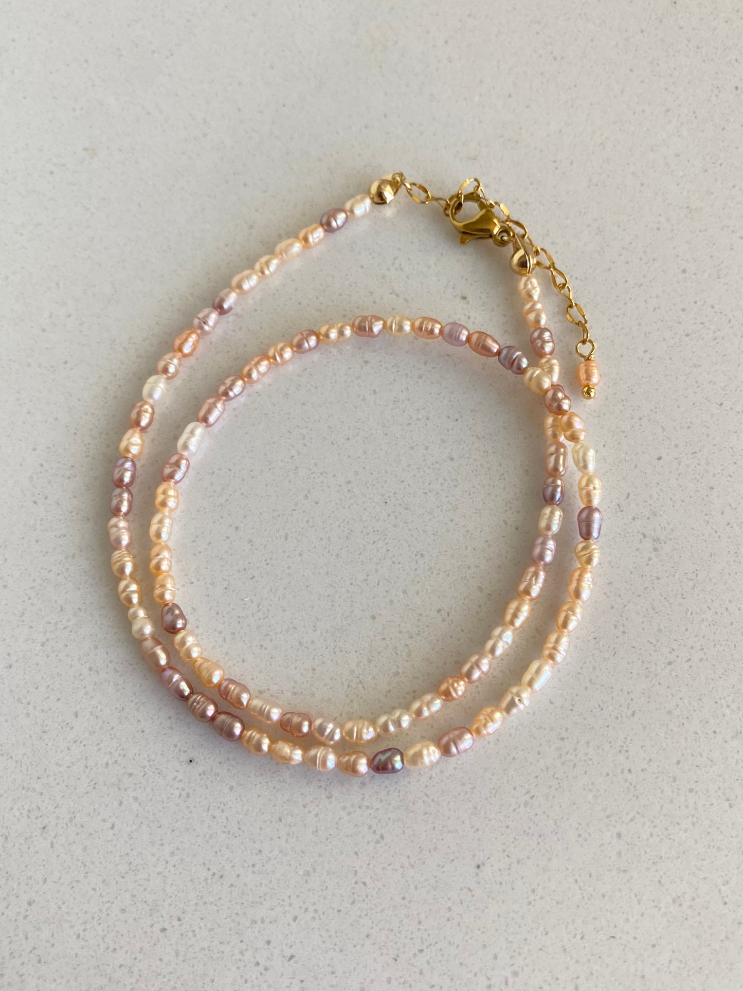 Natural Rice pearl 2-3mm Minimalist Maillard Color Rice Pearl chocker Necklace