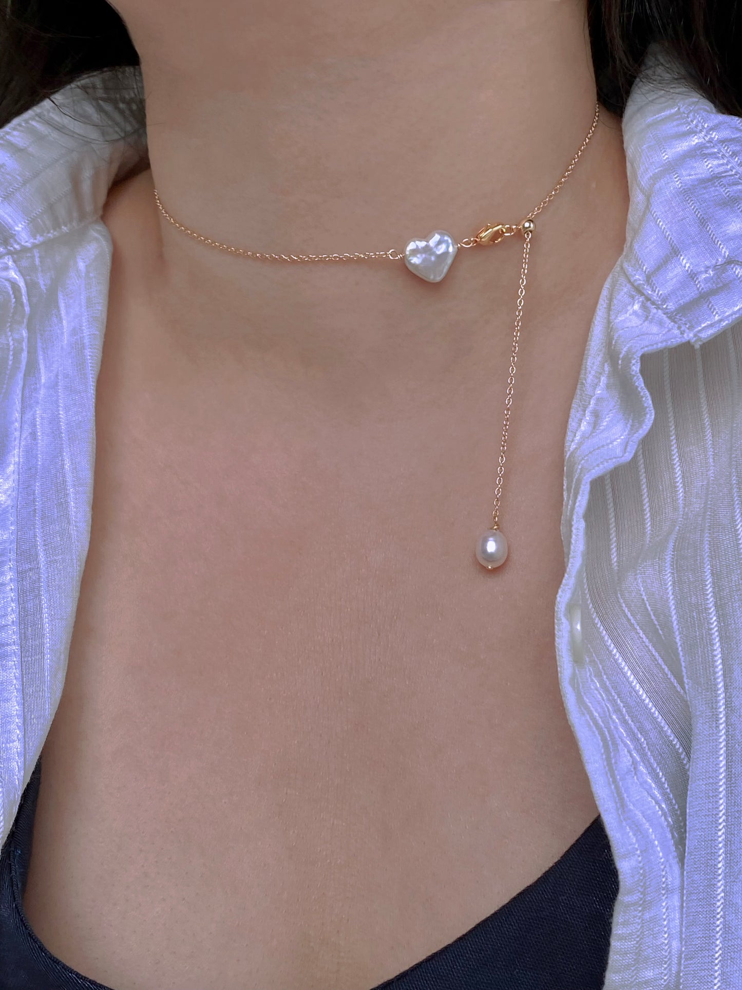 Handmade Minimalist Baroque Pearl Necklace heart Necklace slice heart chocker necklace Bridesmaid Gift for Her necklace lover gift