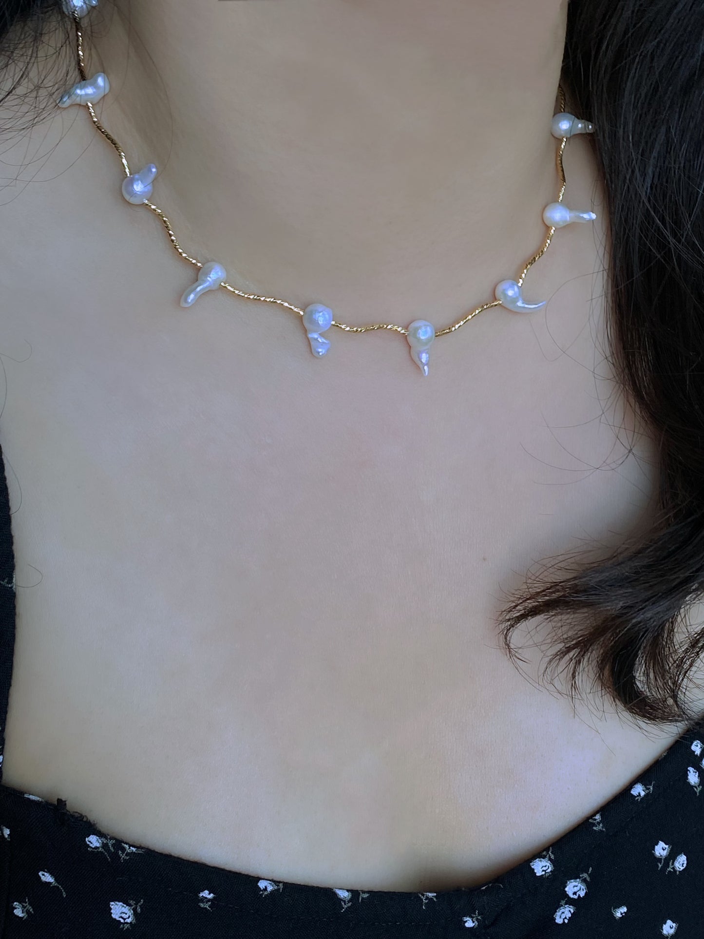 Gothic Wolf Tooth Baroque Pearl Petal Pearl Necklace Wild Elegance Necklace Statement Jewelry beach necklace gift for her Bridesmaid Gift