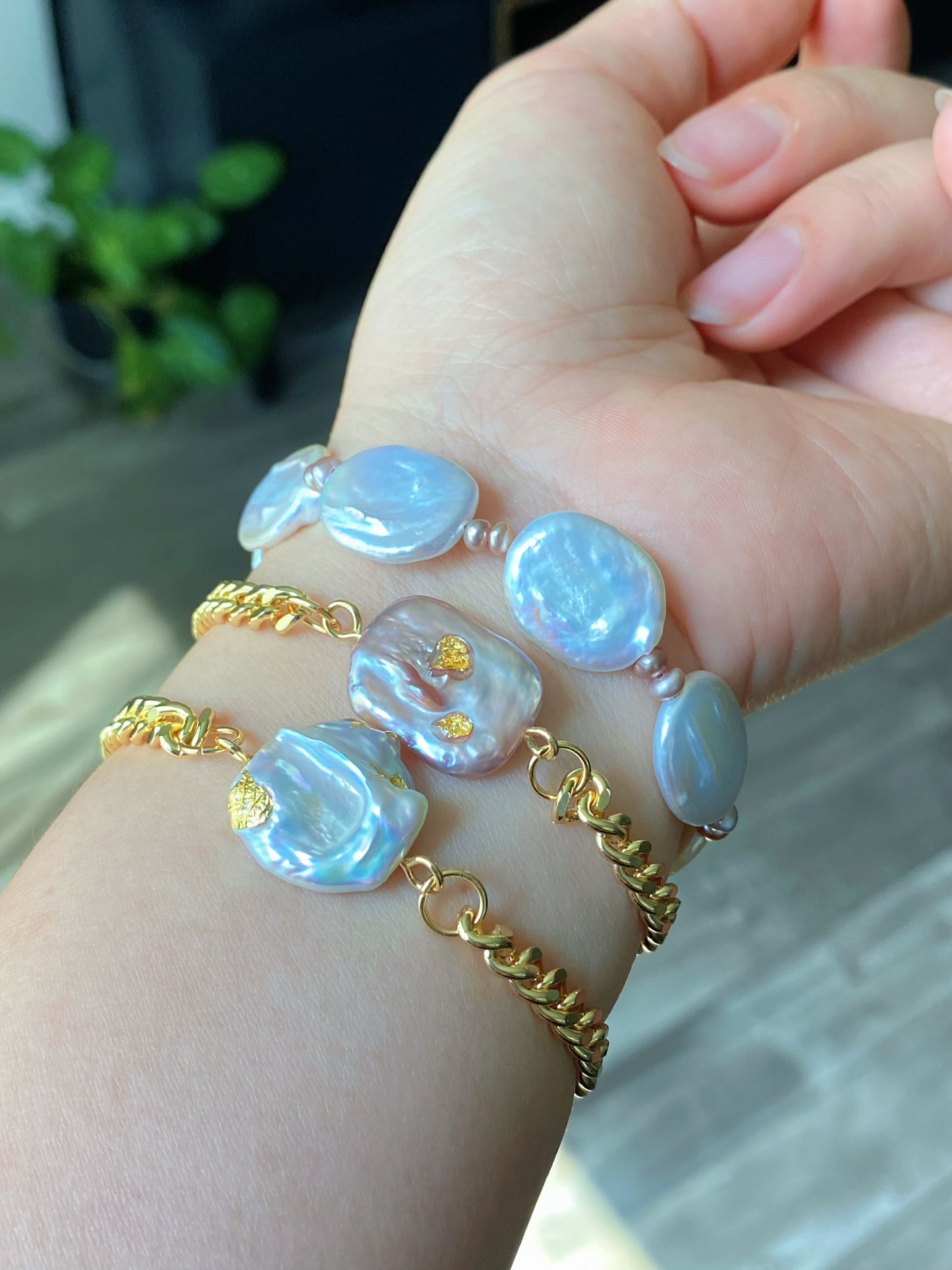 Baroque Pearl Bracelet | Chunky Gold Chain
