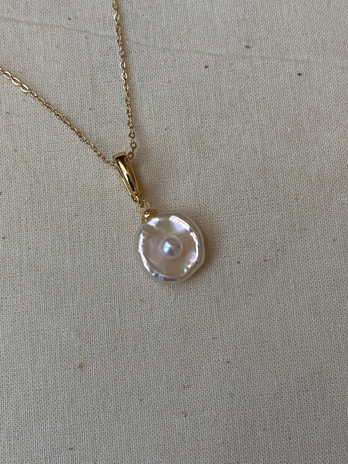 Unique Handmade Baroque Pearl Fried Egg Pendant – Removable Universal Charm for Necklace