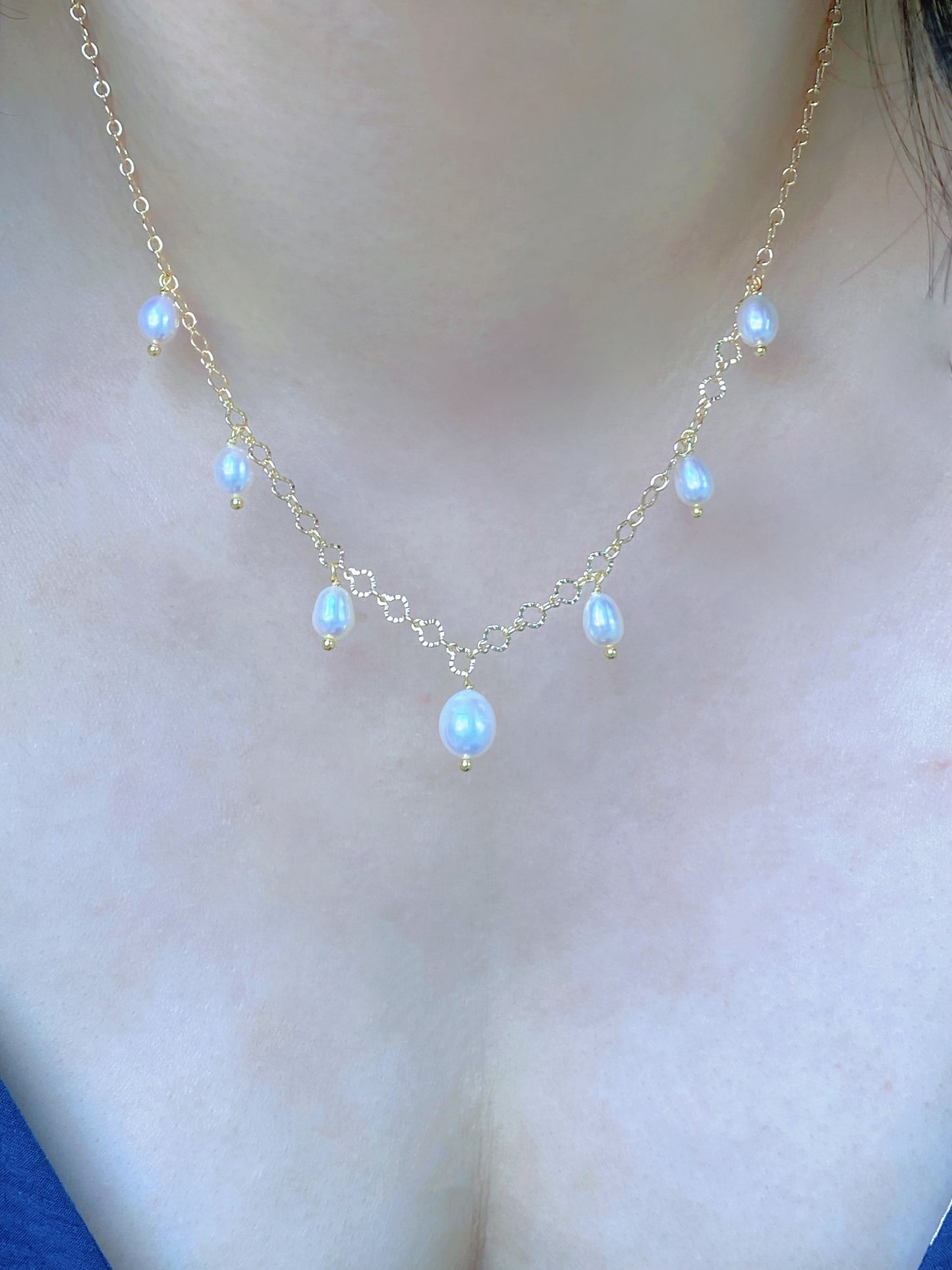 Princess Lace Pearl Necklace Dainty Freshwater Pearl Drop Necklace Elegant Romantic Gold Choker Handmade Bridal Jewelry Gift for Her