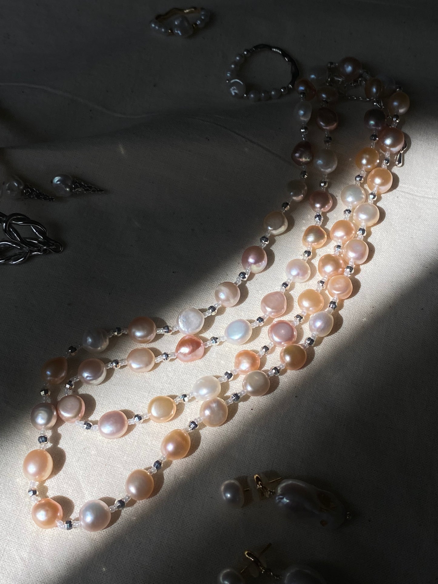 Multicolor Baroque Pearl Long Necklace Convertible Layering Necklace Natural Freshwater Pearls Handmade multiple use necklace gift for her