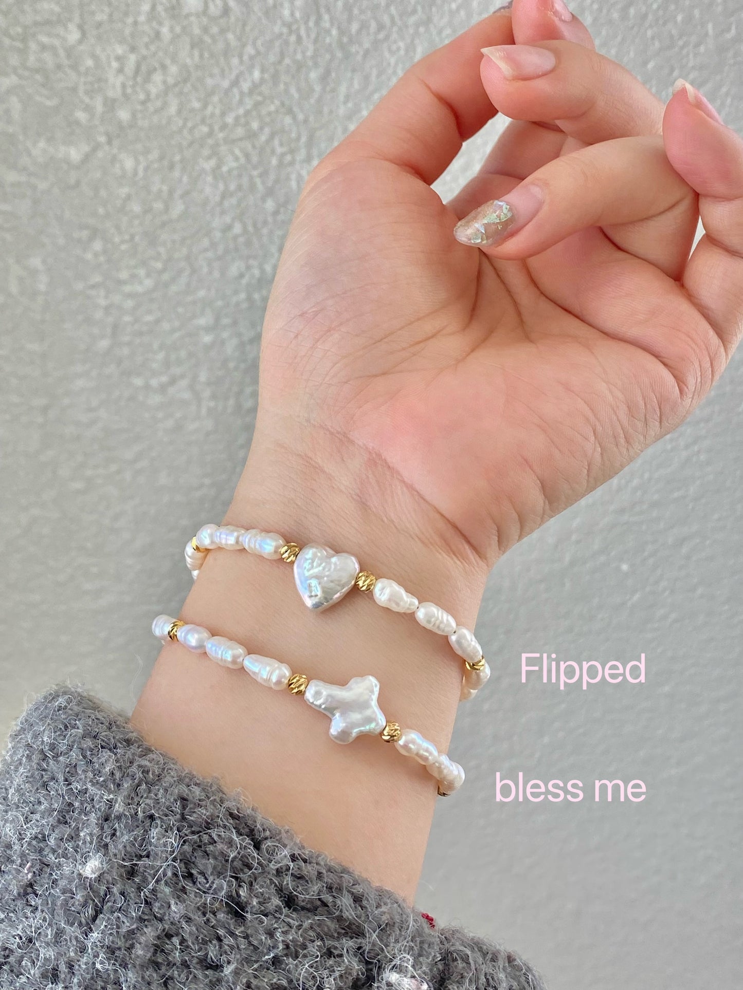 Minimalism Baroque Pearl Heart Cross Bracelet Convertible Choker Necklace Dainty Layering Jewelry gift for her shower gift elegant bracelet