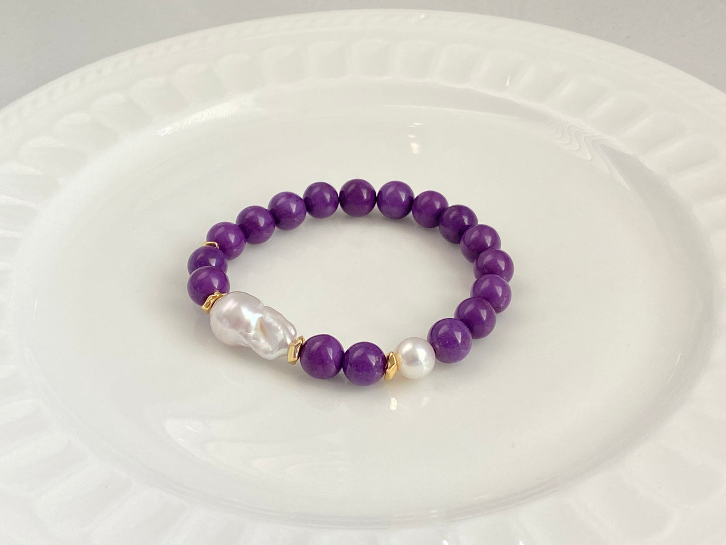 Freshwater fireball baroque Pearl Crystal Bracelet Elegant Purple Love Bracelet gift for her birthday gift Valentine‘s gift