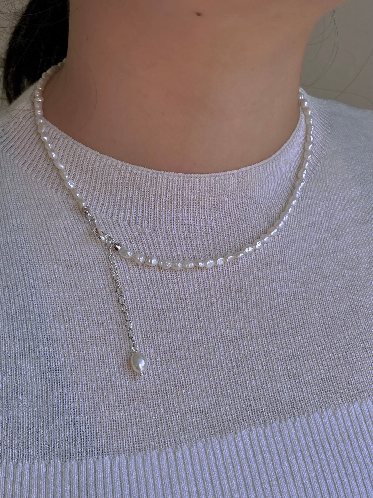 Elegant Keshi Pearl Necklace, 3mm+ Freshwater Pearls with Sterling Silver Necklace Dainty Minimalist Layering Necklace, Gift for Her