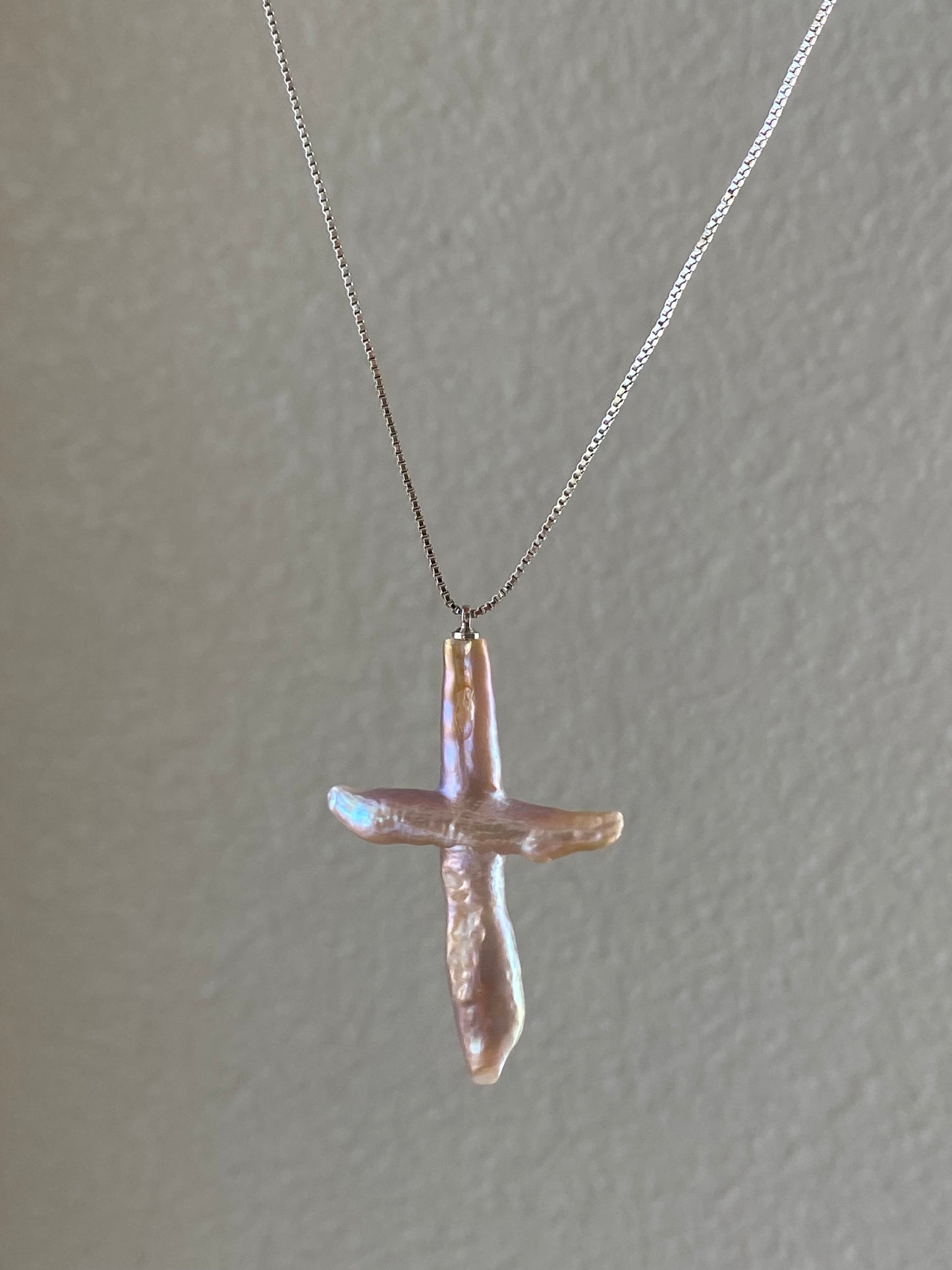 Natural Snake Glossy Mermaid Tone Gothic Cross Pendant Necklace Minimalist Necklace Iridescent Pendant Necklace gift for her gift for him