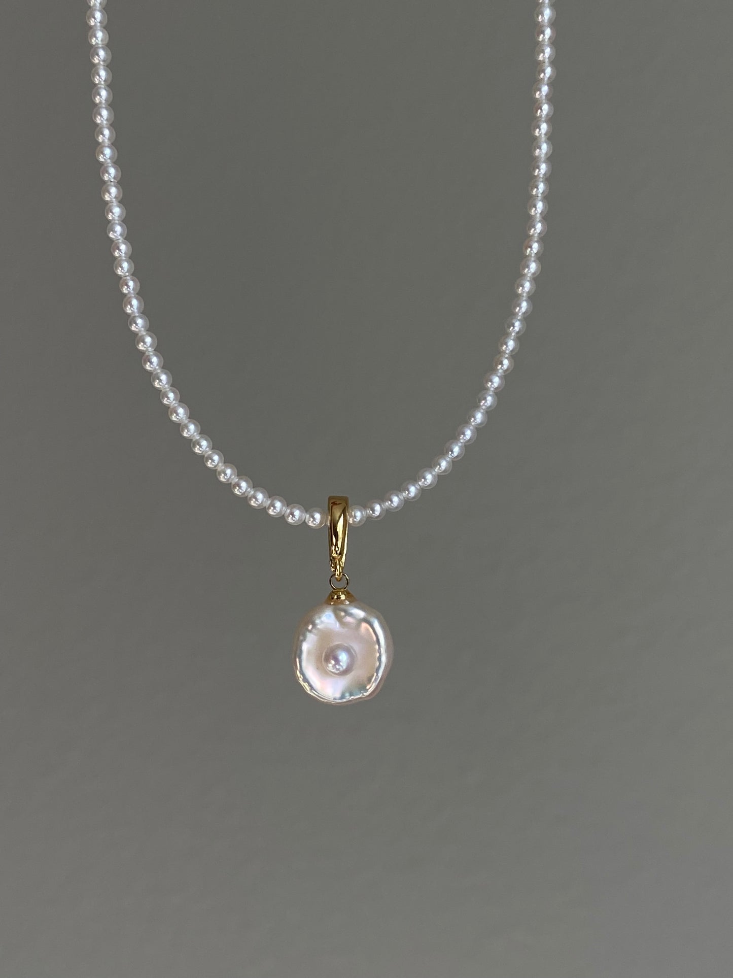 Unique Handmade Baroque Pearl Fried Egg Pendant – Removable Universal Charm for Necklace