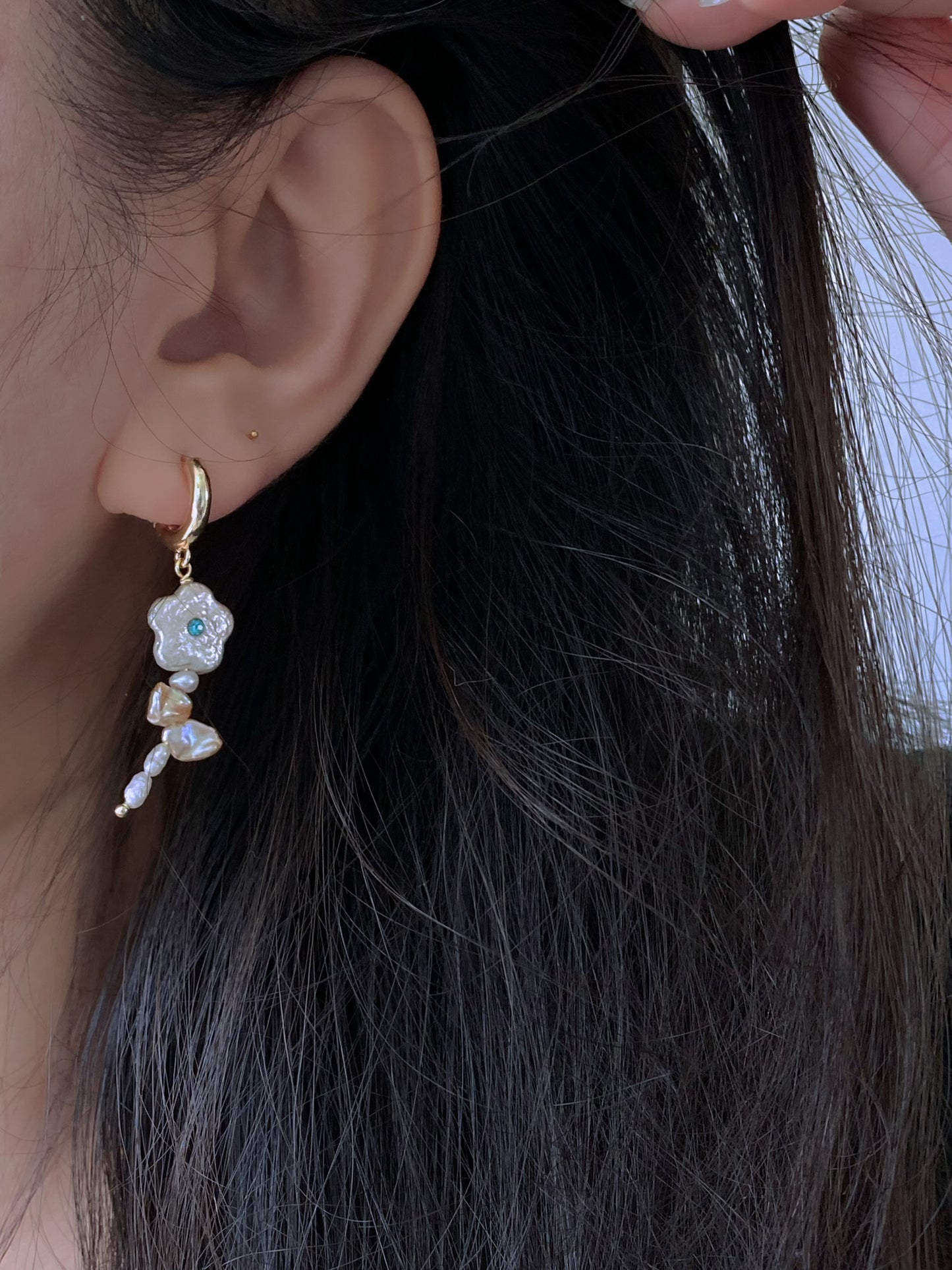 Bellies fairy Baroque Pearl Daisy Earrings Spring love dangle earring unique crush love earring dating jewelry friendship earring