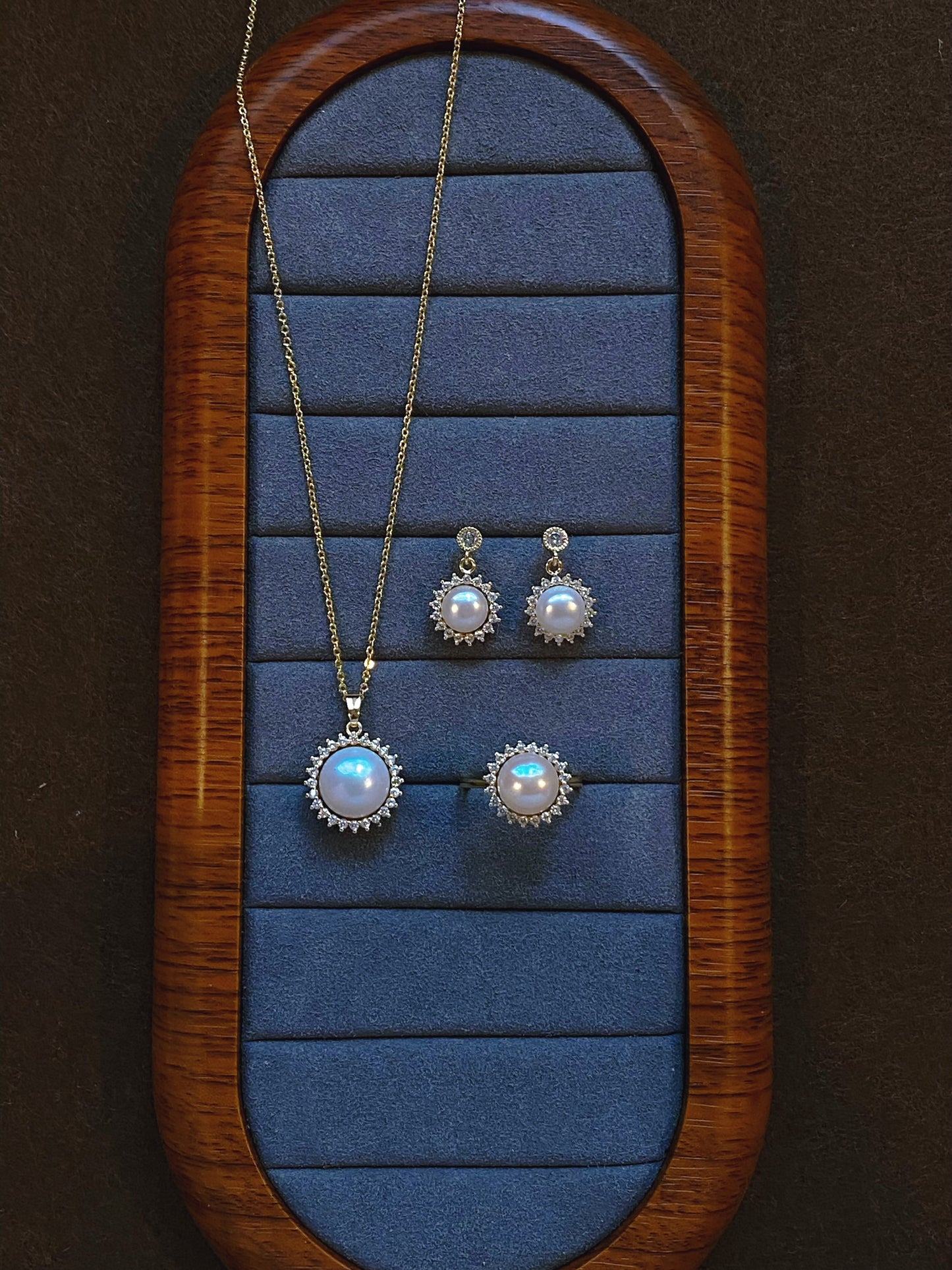 Sun-Inspired Pearl Jewelry Set - Valentine’s Day & Mother’s Day Gift | Necklace, Earrings, and Ring for Timeless Love handmade gift for her