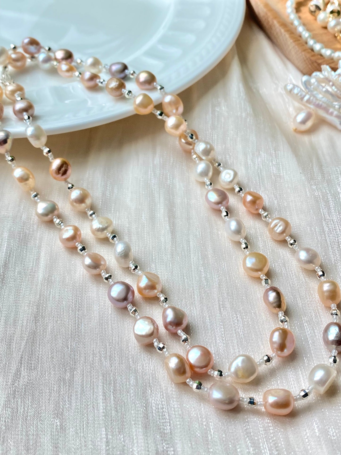 Natural freshwater pearl candy baroque nuggest stone multiple use long necklace,gift for her