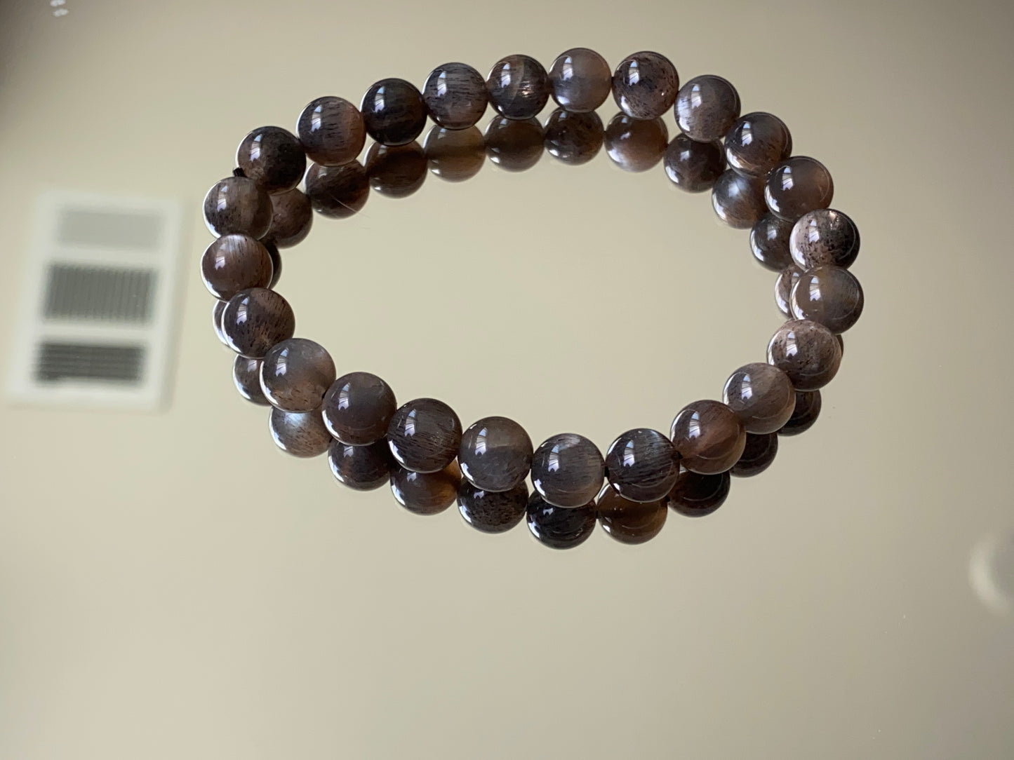 Natural Mystic Gleam Talisman Black sunstone smooth round handmade bracelet father's day gift for him gift for her Inner Guard stone