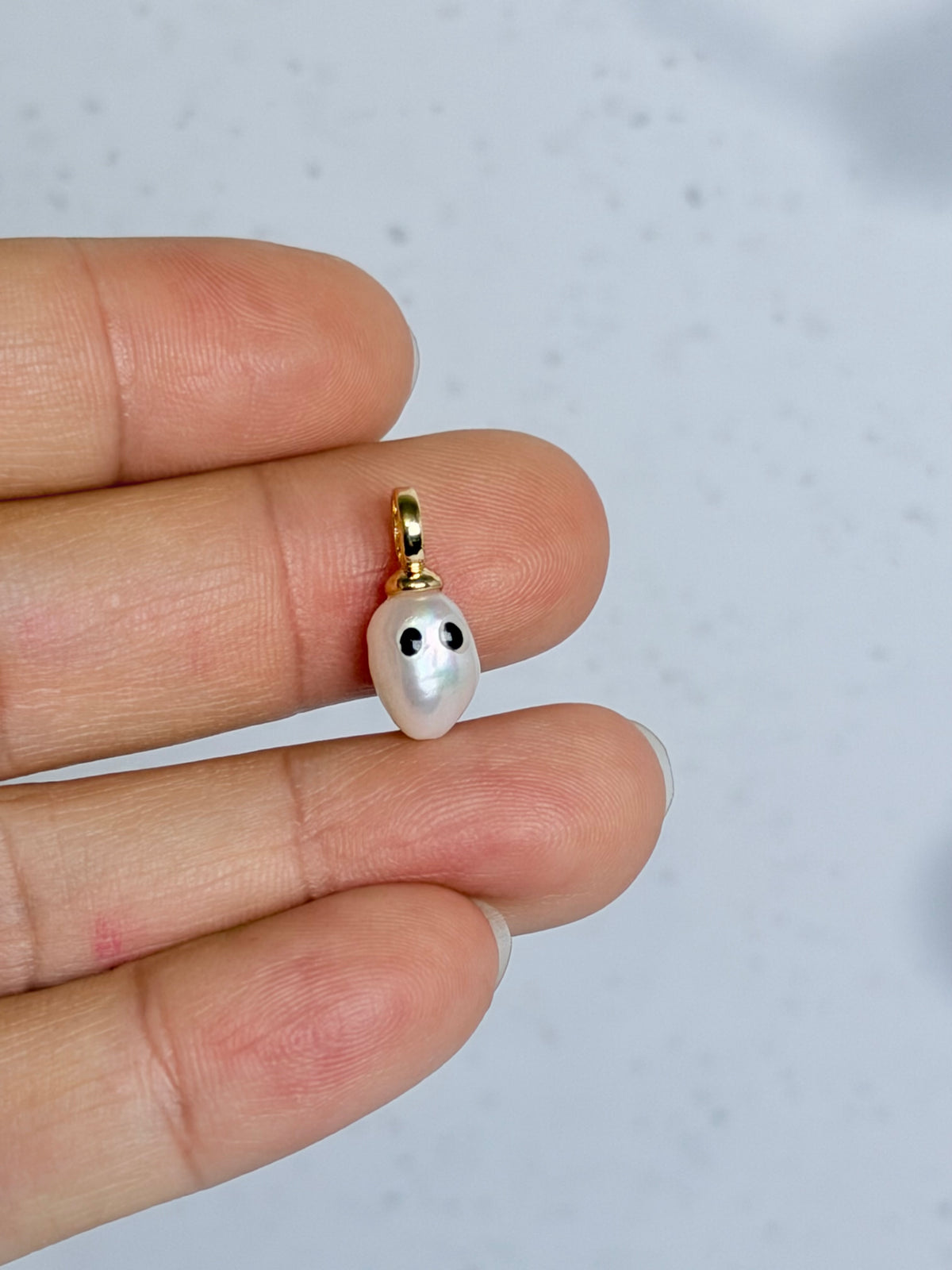 Halloween Jewelry Tiny Pearl Ghost Charm | Bleeding Eye Baroque Pearl