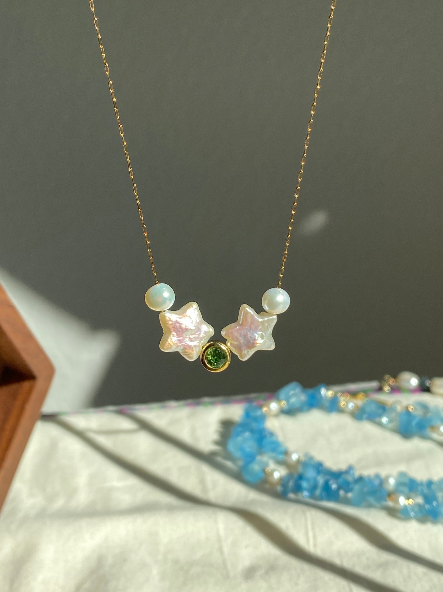 Dainty Celestial Baroque Pearl Star Choker Necklace,Custom Birthstone Pearl Necklace, Elegant Jewelry, Minimalist Bridesmaid Gift for Her