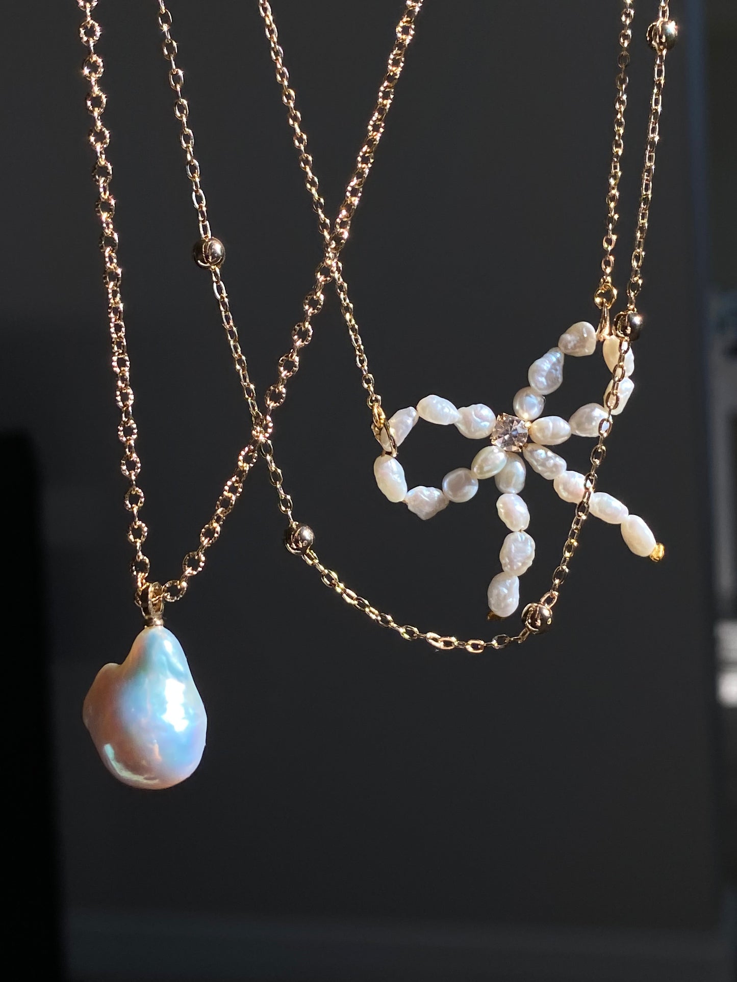 Minimalist Baroque Pearl Simple Necklace - Elegant Gold Chain Necklace Dainty Layering Necklace - Wedding Jewelry Gift for Her