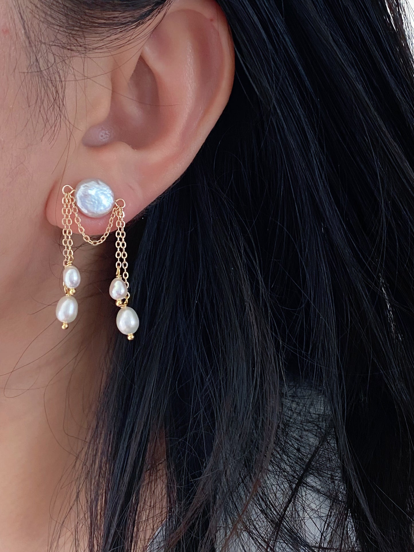 Handmade Vintage-Inspired Baroque Pearl Tassel Elegant Earrings Dangle Studs Earring modern artistry earring Bridesmaid Gift for her