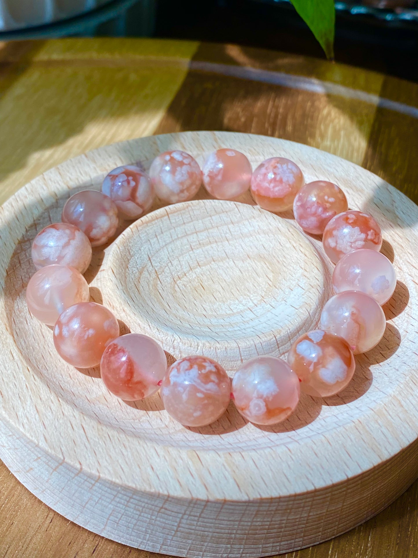High end grade red tone clear clean flower agate smooth polish round cherry blossom agate,gift for her