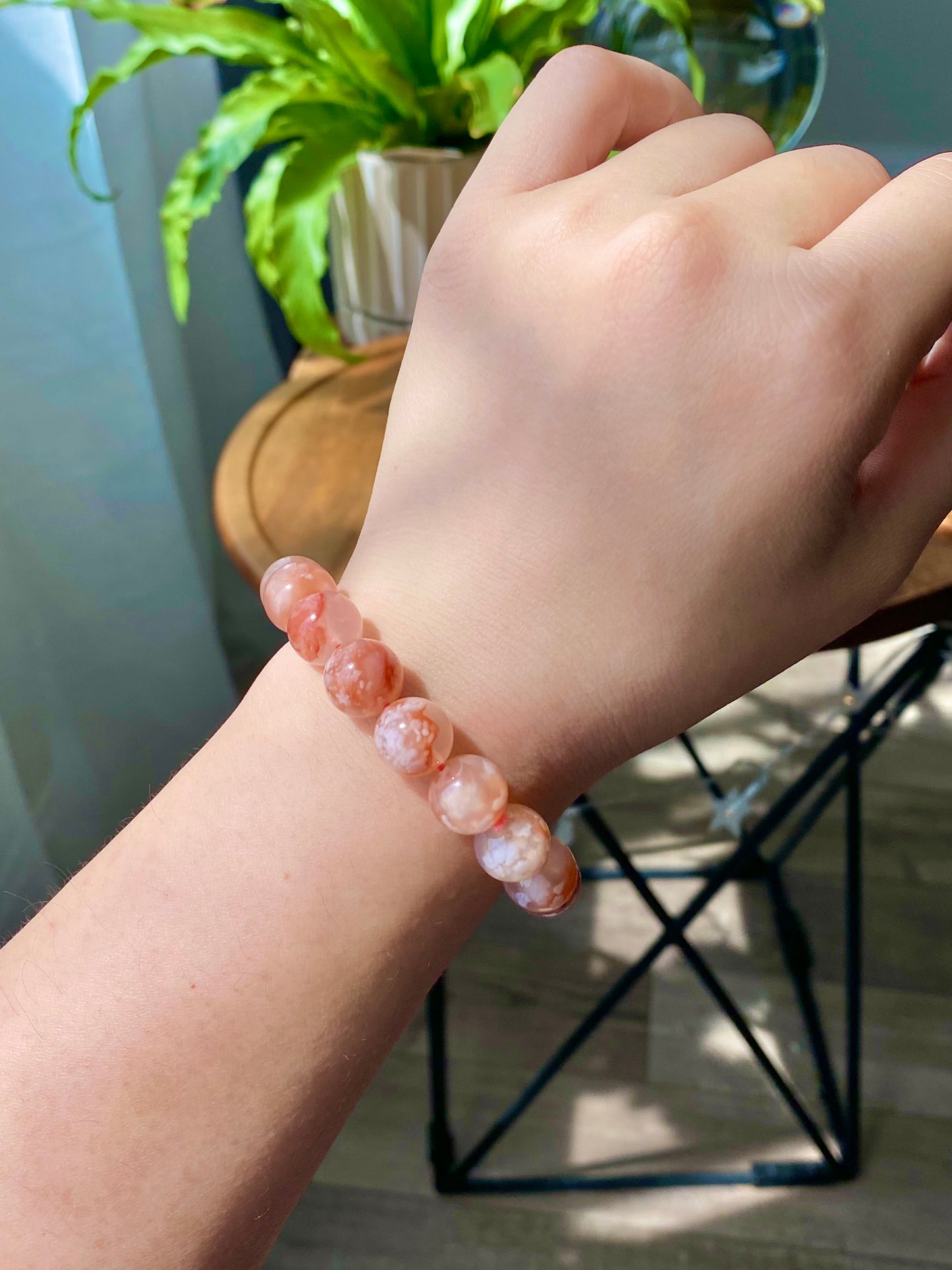 High end grade red tone clear clean flower agate smooth polish round cherry blossom agate,gift for her