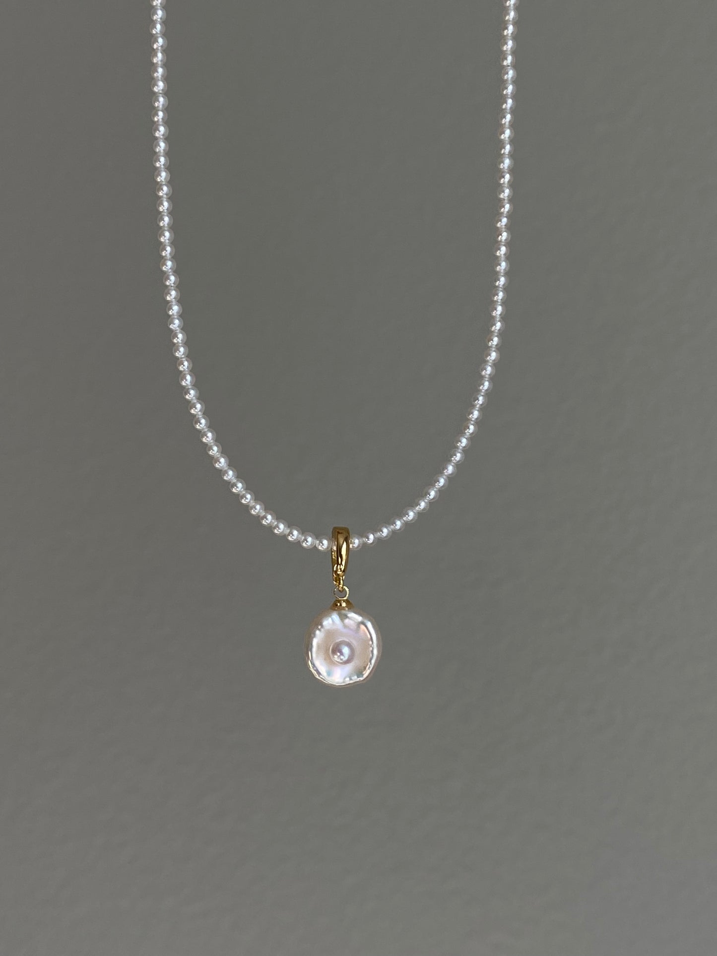Unique Handmade Baroque Pearl Fried Egg Pendant – Removable Universal Charm for Necklace