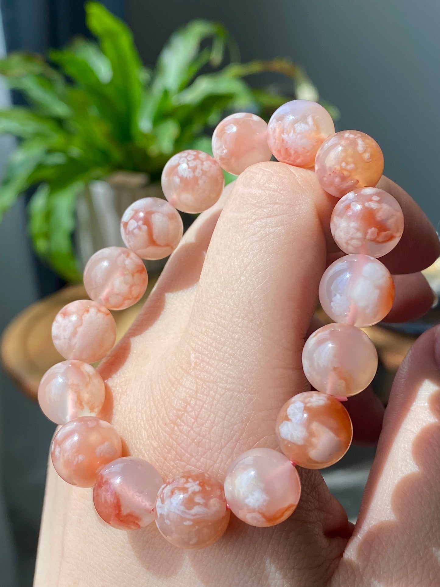 High end grade red tone clear clean flower agate smooth polish round cherry blossom agate,gift for her