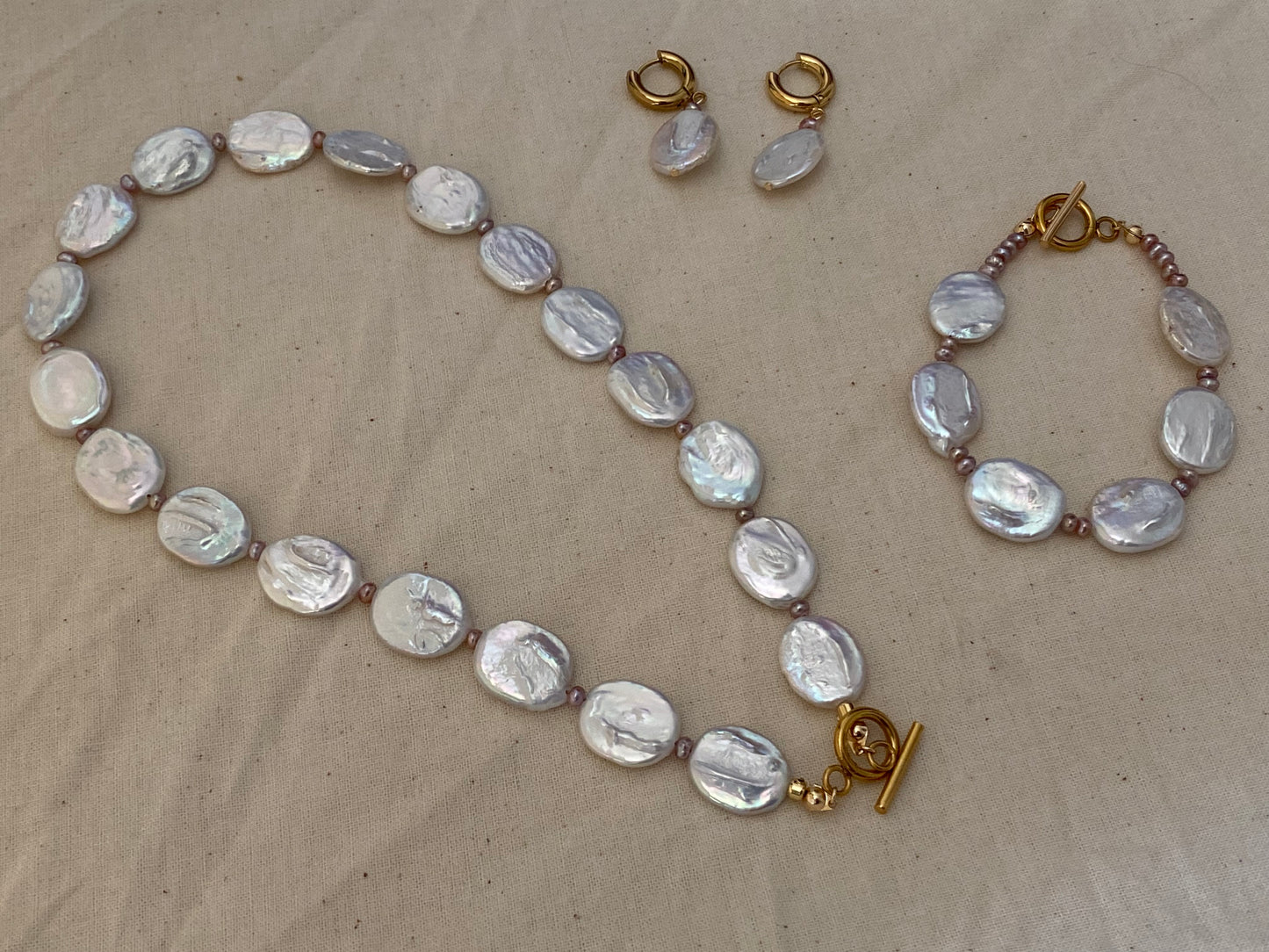 Elegant Vintage Flat Baroque Pearl Dainty Necklace – Toggle Clasp Princess Wedding Jewelry Pearl Choker Necklace Bridesmaid Gift for her