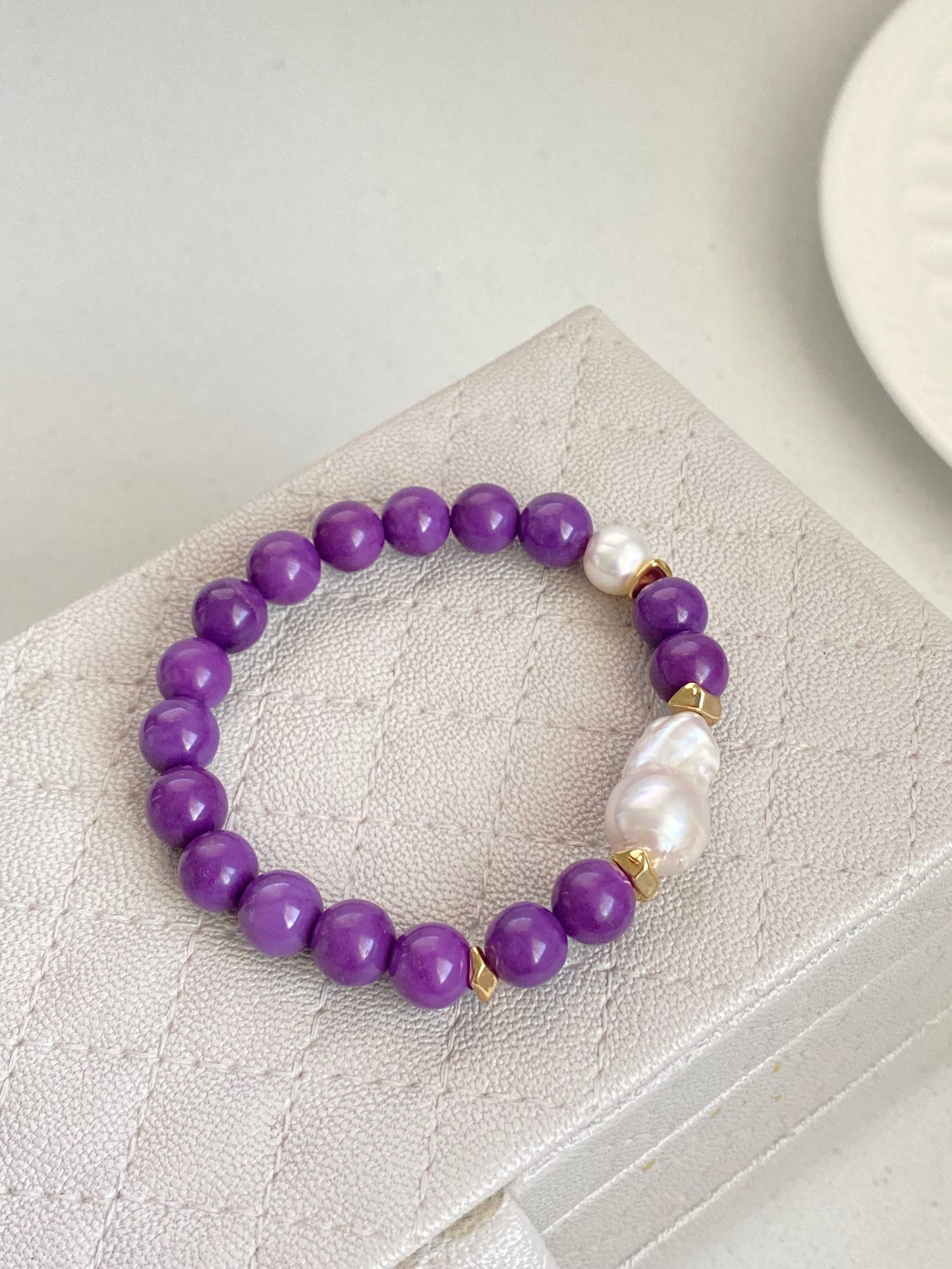 Freshwater fireball baroque Pearl Crystal Bracelet Elegant Purple Love Bracelet gift for her birthday gift Valentine‘s gift
